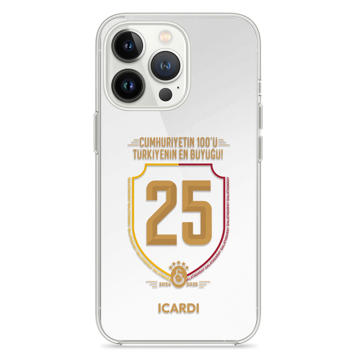 Personalisierte Galatasaray Handyhülle - Şampiyon 2025 Wappen Trikotnummer - 1instaphone