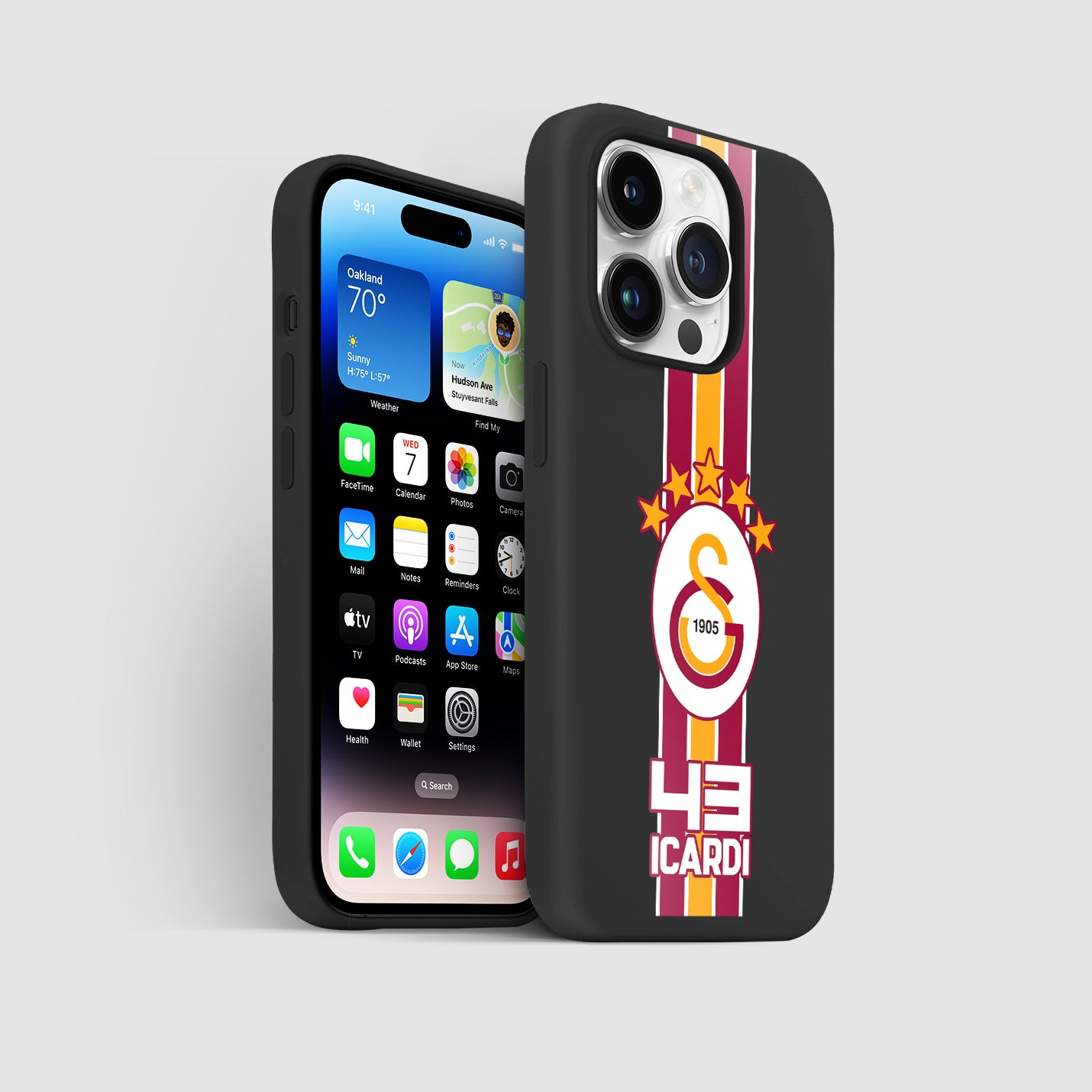 Personalisierte Galatasaray Handyhülle - Şampiyon 2025 Streifen Gold Rot Logo - 1instaphone