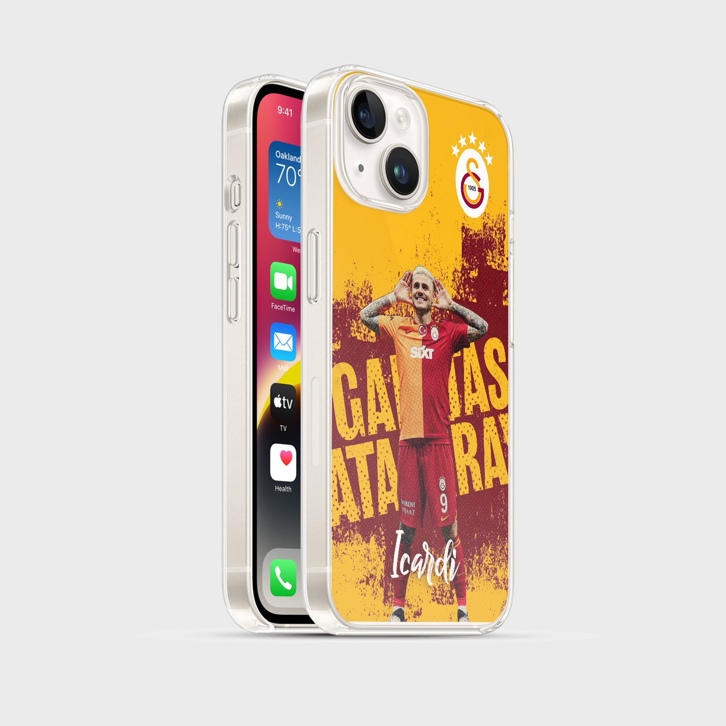 Personalisierte Galatasaray Handyhülle - Şampiyon 2025  Streifen Gold Rot  ICARDI (Kopya) - 1instaphone