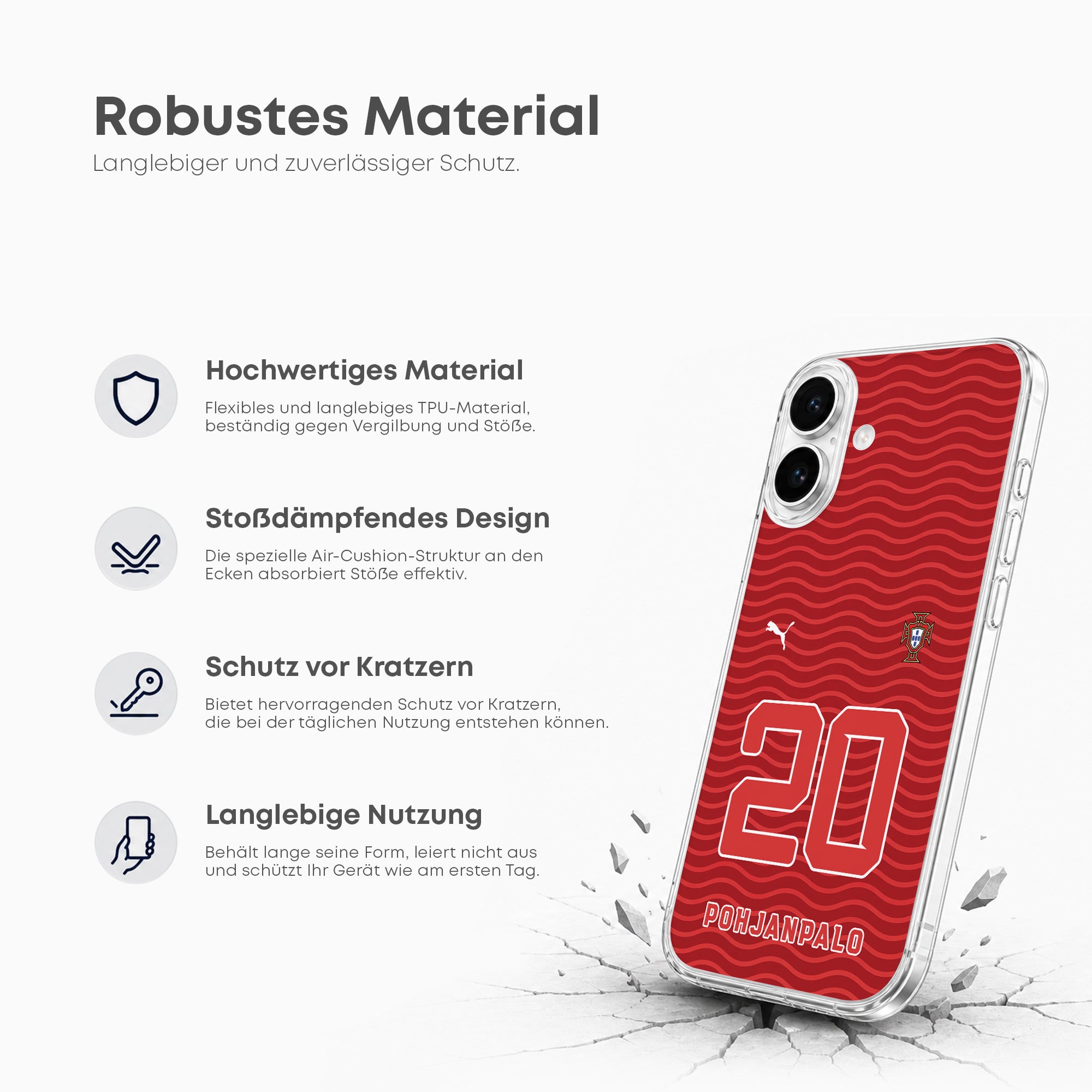 Portugal WM 2026 Handyhülle – Name & Nummer - 1instaphone