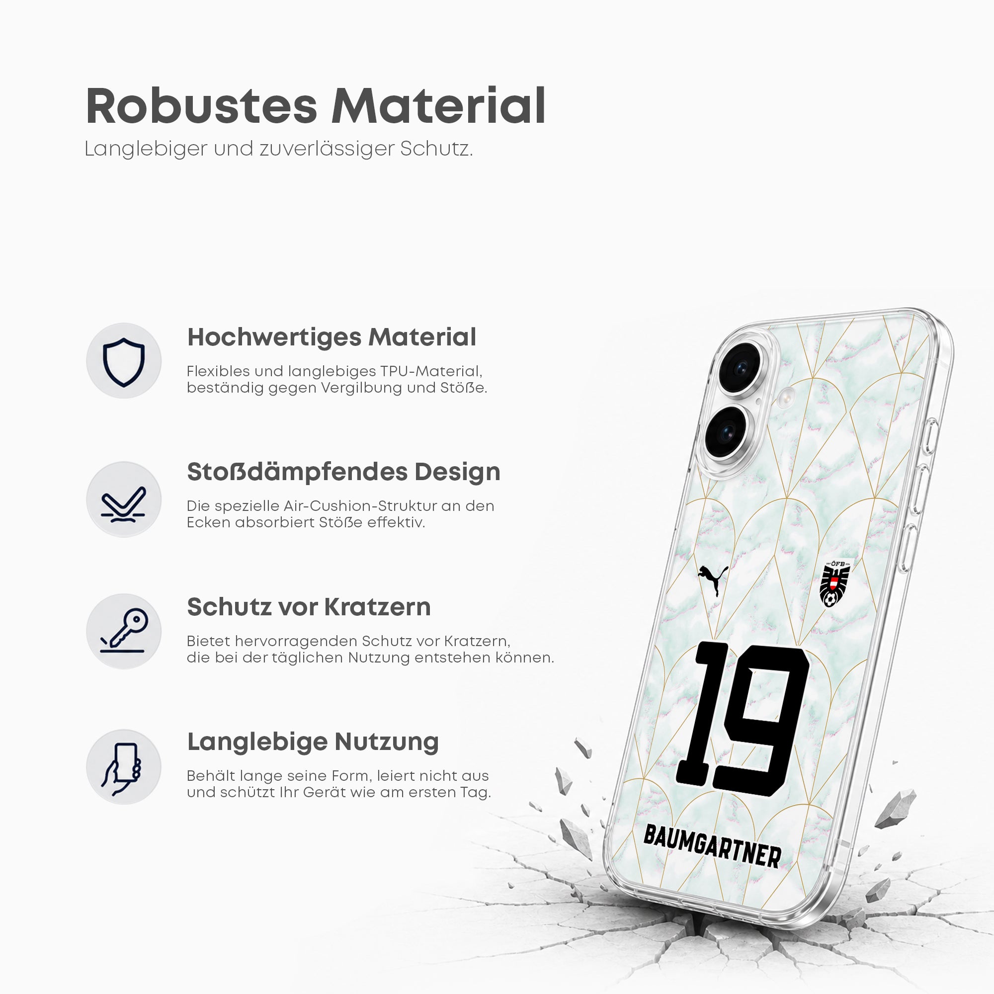 Austria 2026 Handyhülle – Name & Nummer - 1instaphone