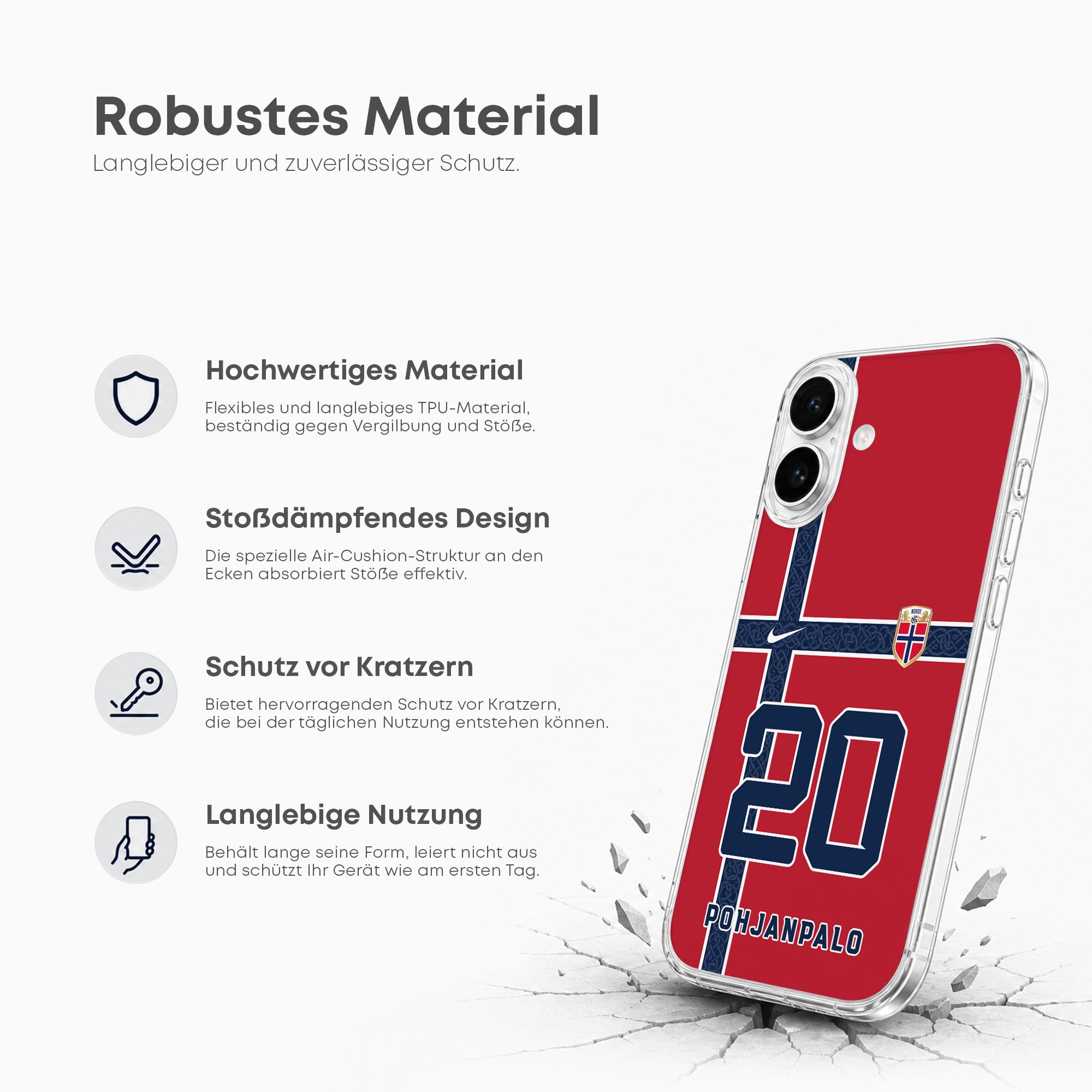 Norway WM 2026 Handyhülle – Name & Nummer - 1instaphone