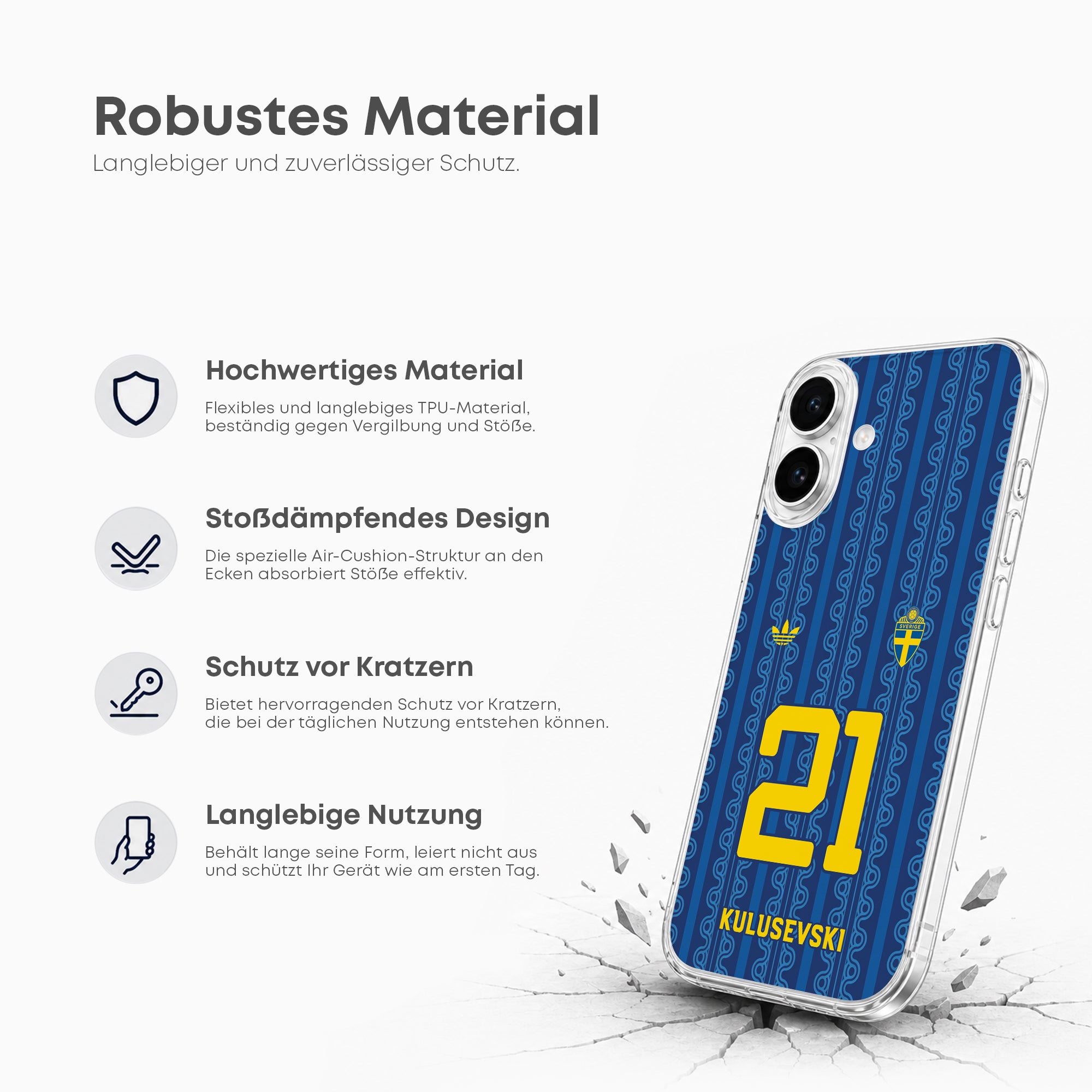 Sweden 2026 Handyhülle – Name & Nummer - 1instaphone