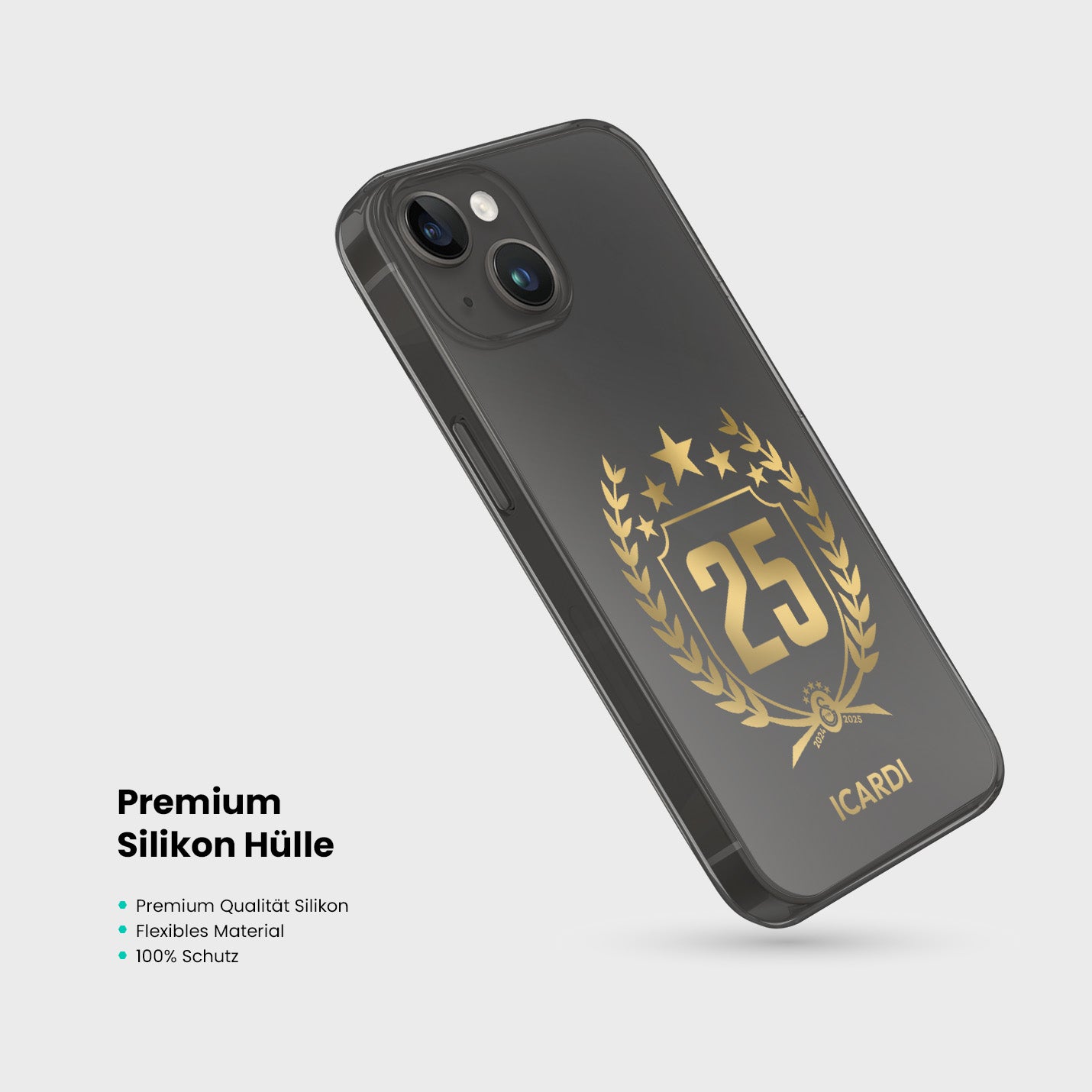 Personalisierte Galatasaray Handyhülle - Şampiyon 2025 Trikot Gold Şampiyon
