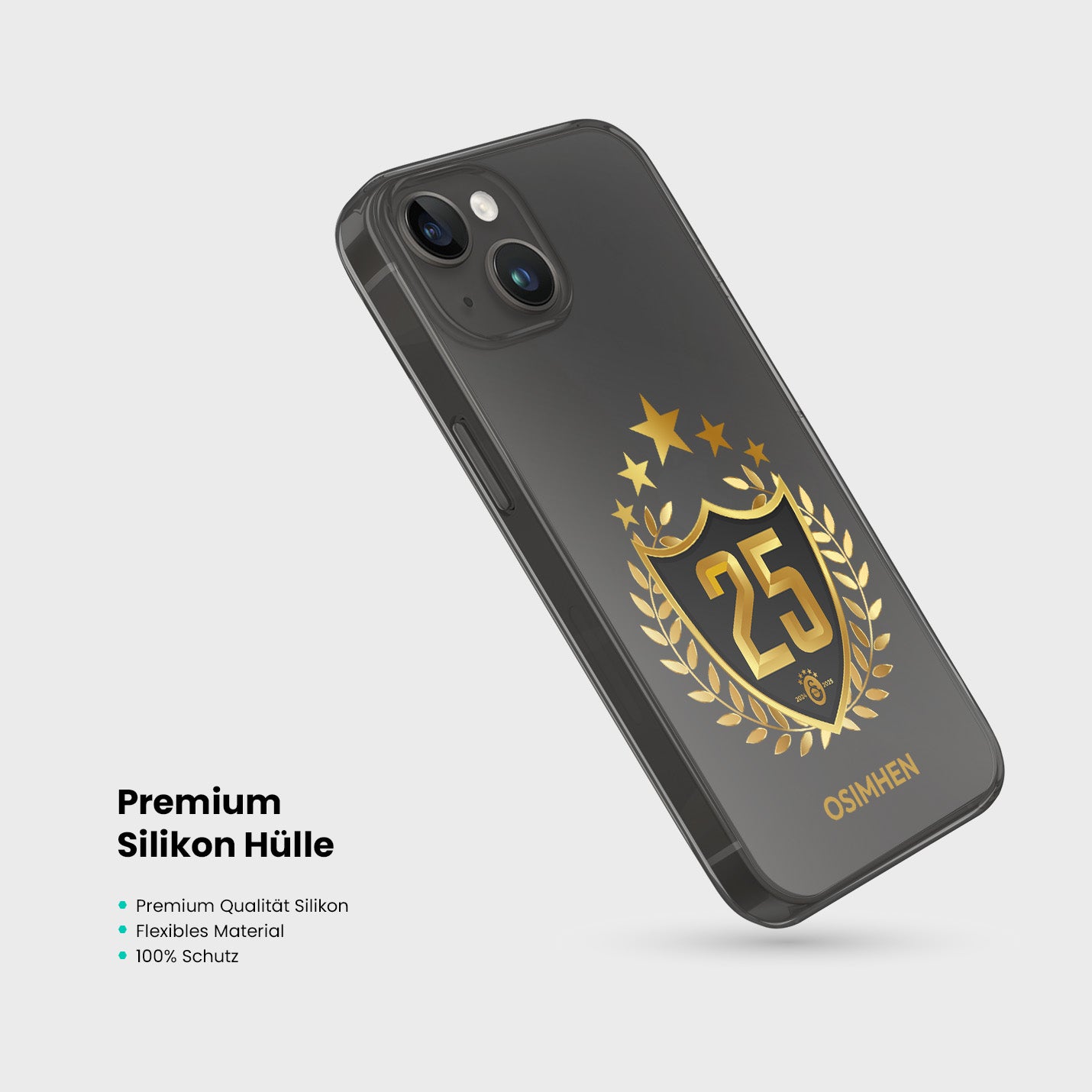 Personalisierte Galatasaray Handyhülle - Şampiyon 2025 Trikotnummer Gold Şampiyon