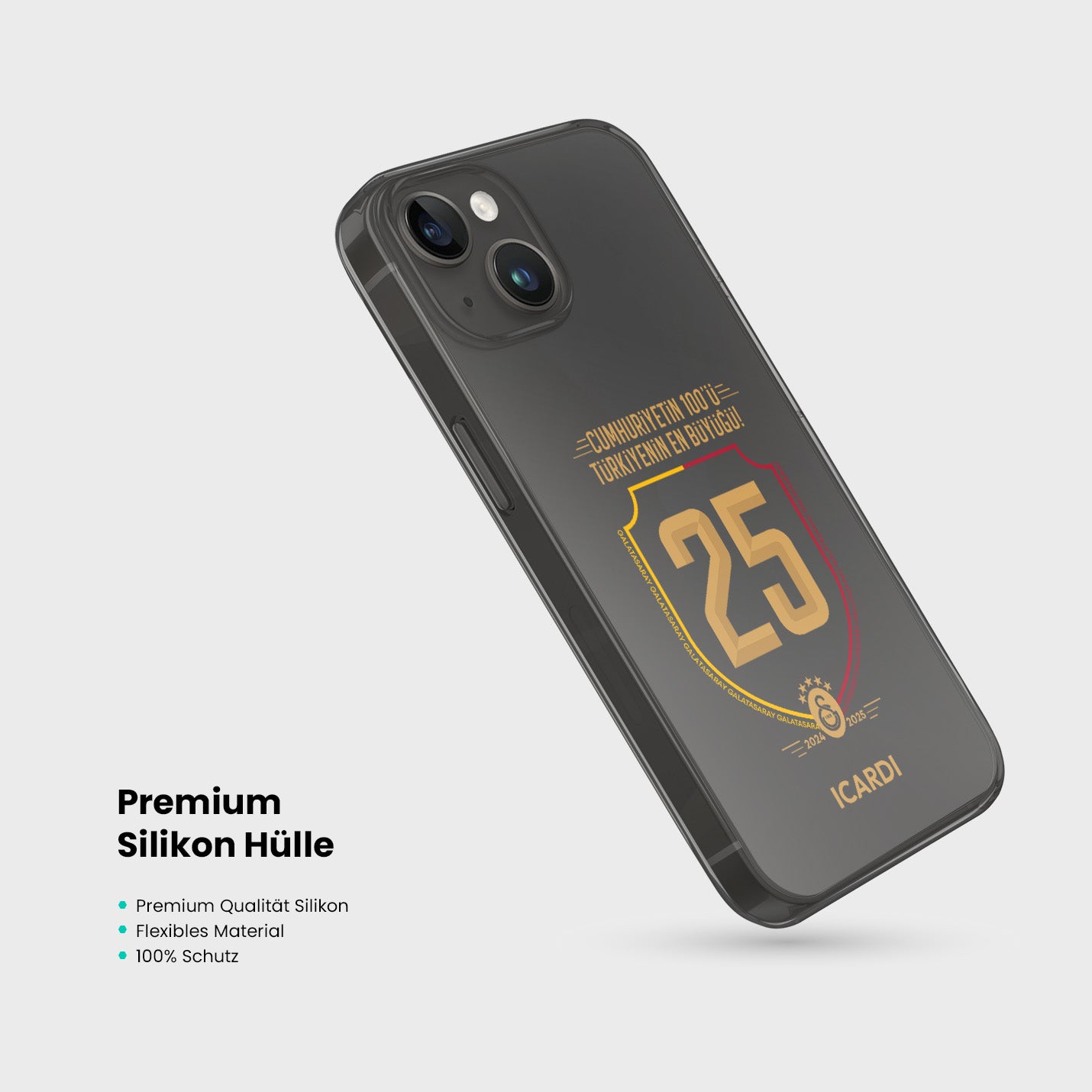 Personalisierte Galatasaray Handyhülle - Şampiyon 2025 Wappen Trikotnummer - 1instaphone