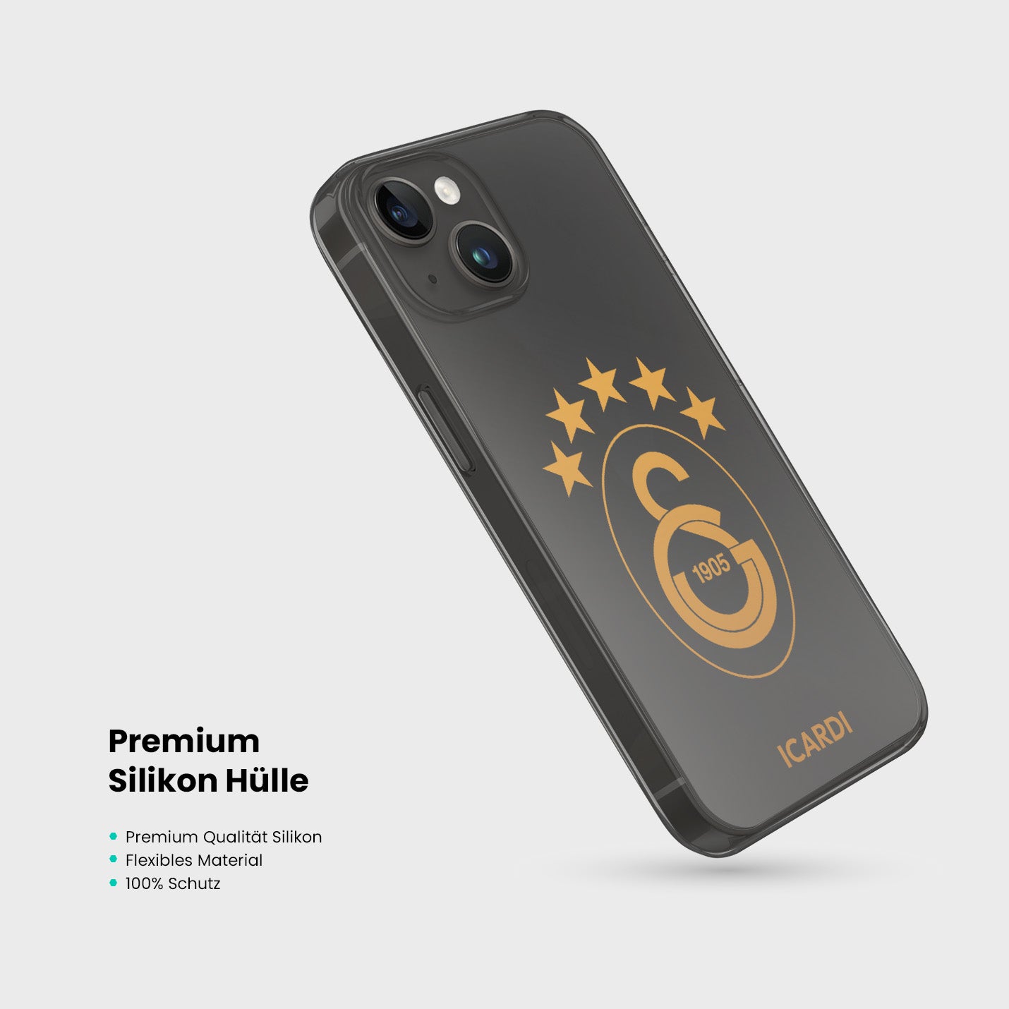 Personalisierte Galatasaray Handyhülle - Şampiyon 2025 Gold Logo - 1instaphone