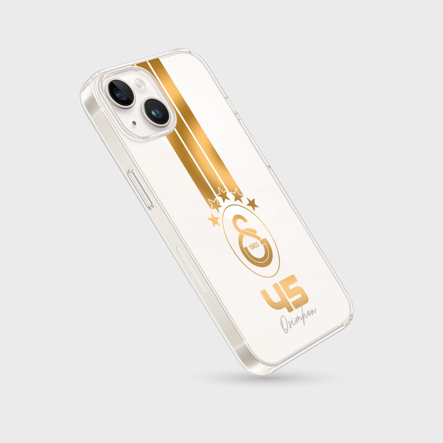 Personalisierte Galatasaray Handyhülle - Şampiyon 2025 Streifen Gold Rot Logo - 1instaphone