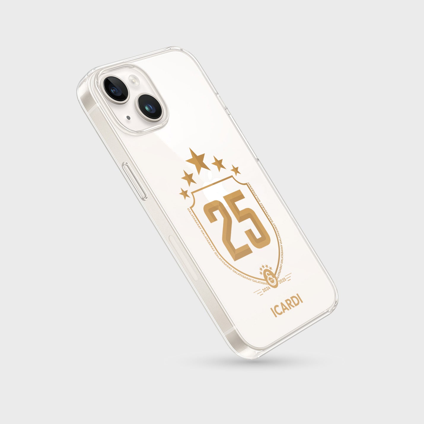 Personalisierte Galatasaray Handyhülle - Şampiyon 2025 Trikotnummer Wappen Gold