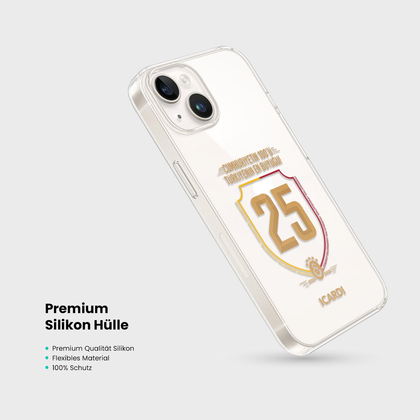 Personalisierte Galatasaray Handyhülle - Şampiyon 2025 Wappen Trikotnummer - 1instaphone