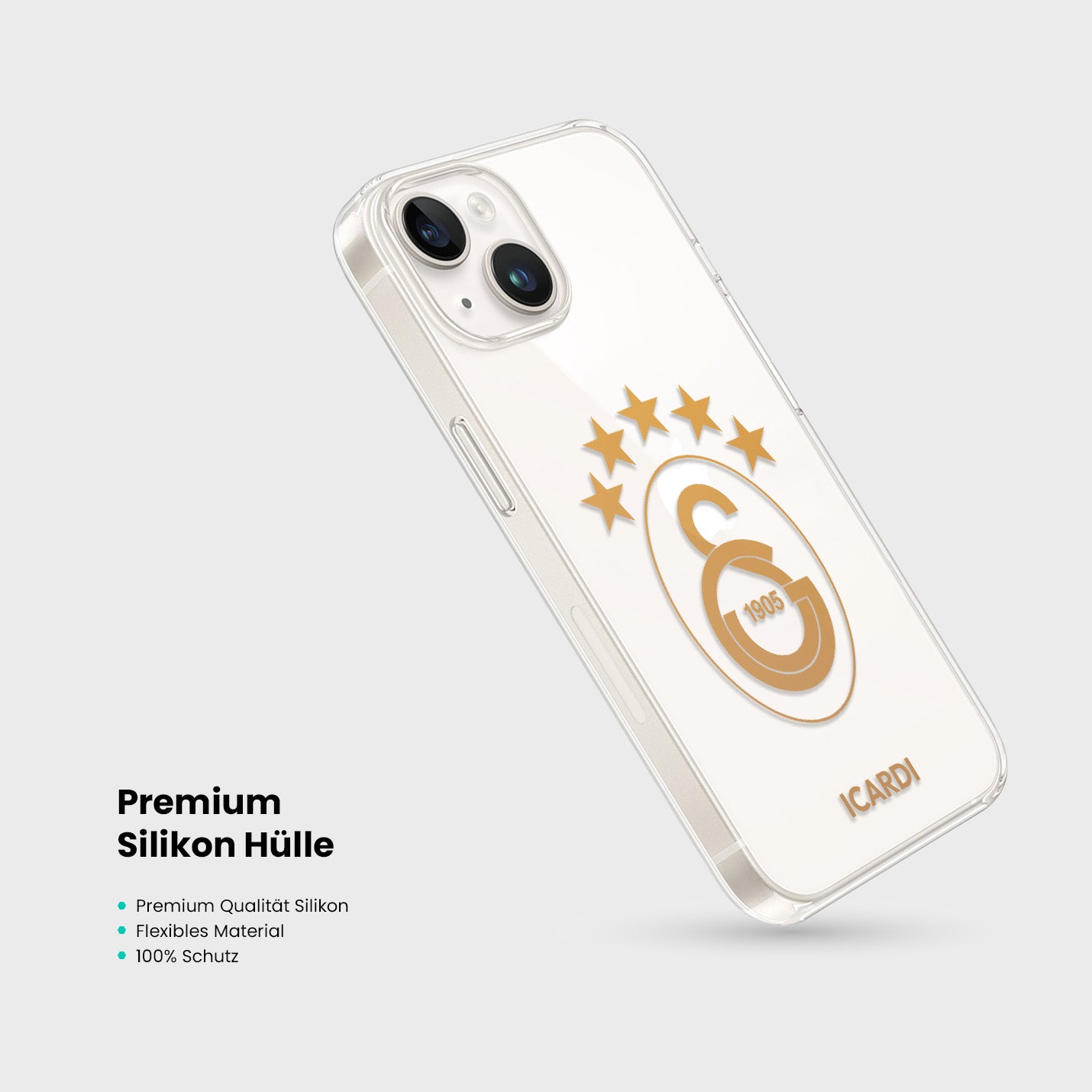 Personalisierte Galatasaray Handyhülle - Şampiyon 2025 Gold Logo - 1instaphone