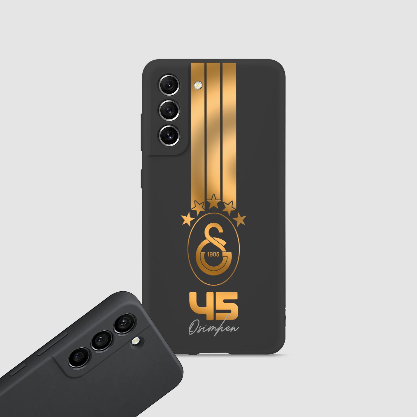 Personalisierte Galatasaray Handyhülle - Şampiyon 2025 Streifen Gold Rot Logo - 1instaphone