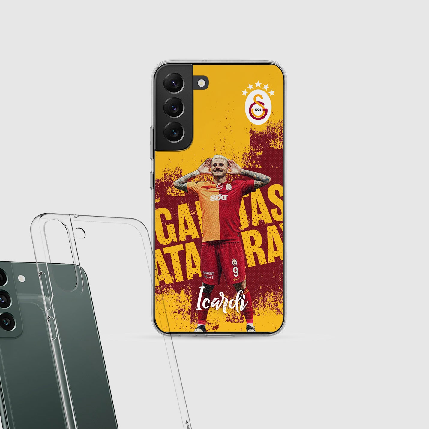 Personalisierte Galatasaray Handyhülle - Şampiyon 2025 Streifen Gold Rot ICARDI (Kopya) - 1instaphone