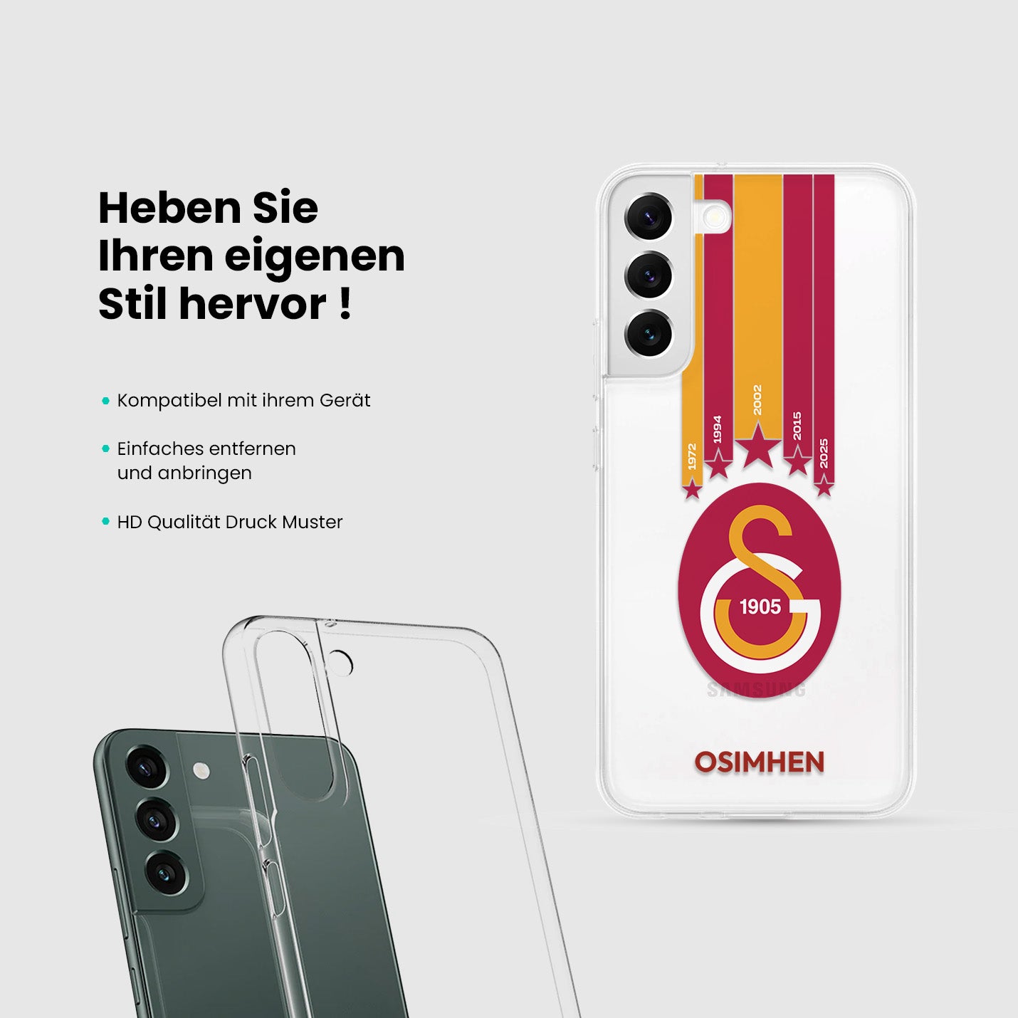 Personalisierte Galatasaray Handyhülle - Şampiyon 2025 Sterne - 1instaphone