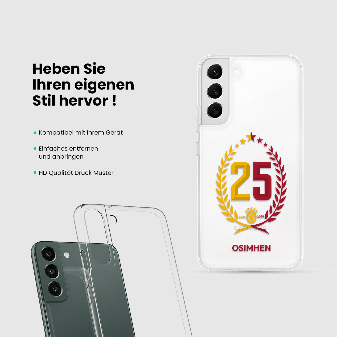 Personalisierte Galatasaray Handyhülle - Şampiyon 2025 Trikotnummer Şampiyon - 1instaphone