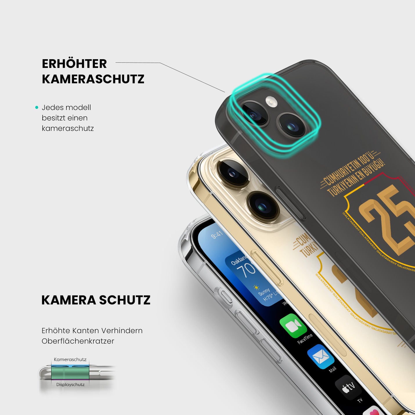 Personalisierte Galatasaray Handyhülle - Şampiyon 2025 Wappen Trikotnummer - 1instaphone