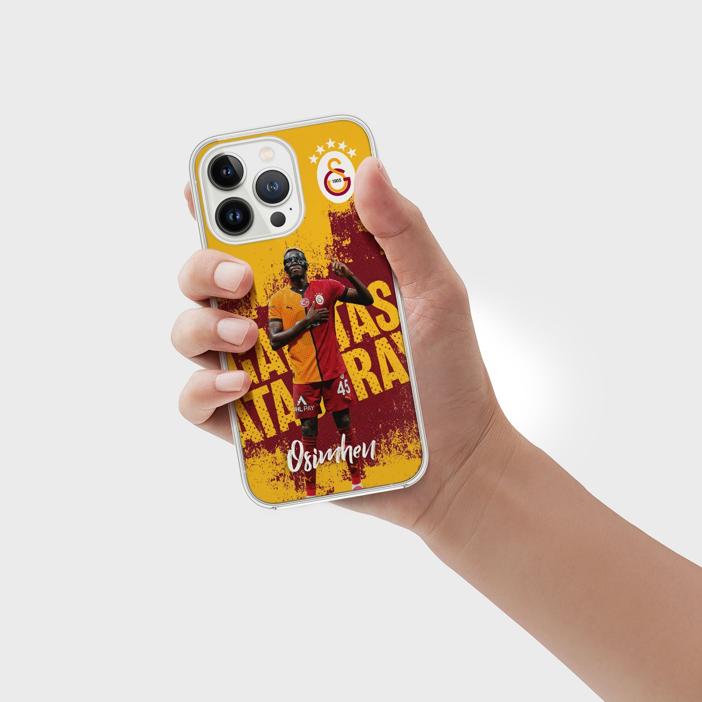 Personalisierte Galatasaray Handyhülle - Şampiyon 2025 Streifen Gold Rot ICARDI - 1instaphone