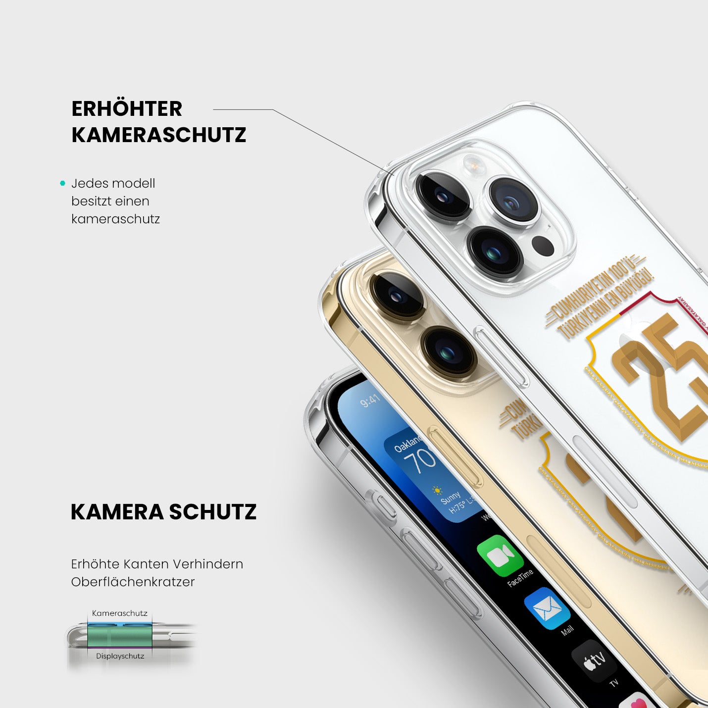 Personalisierte Galatasaray Handyhülle - Şampiyon 2025 Wappen Trikotnummer - 1instaphone