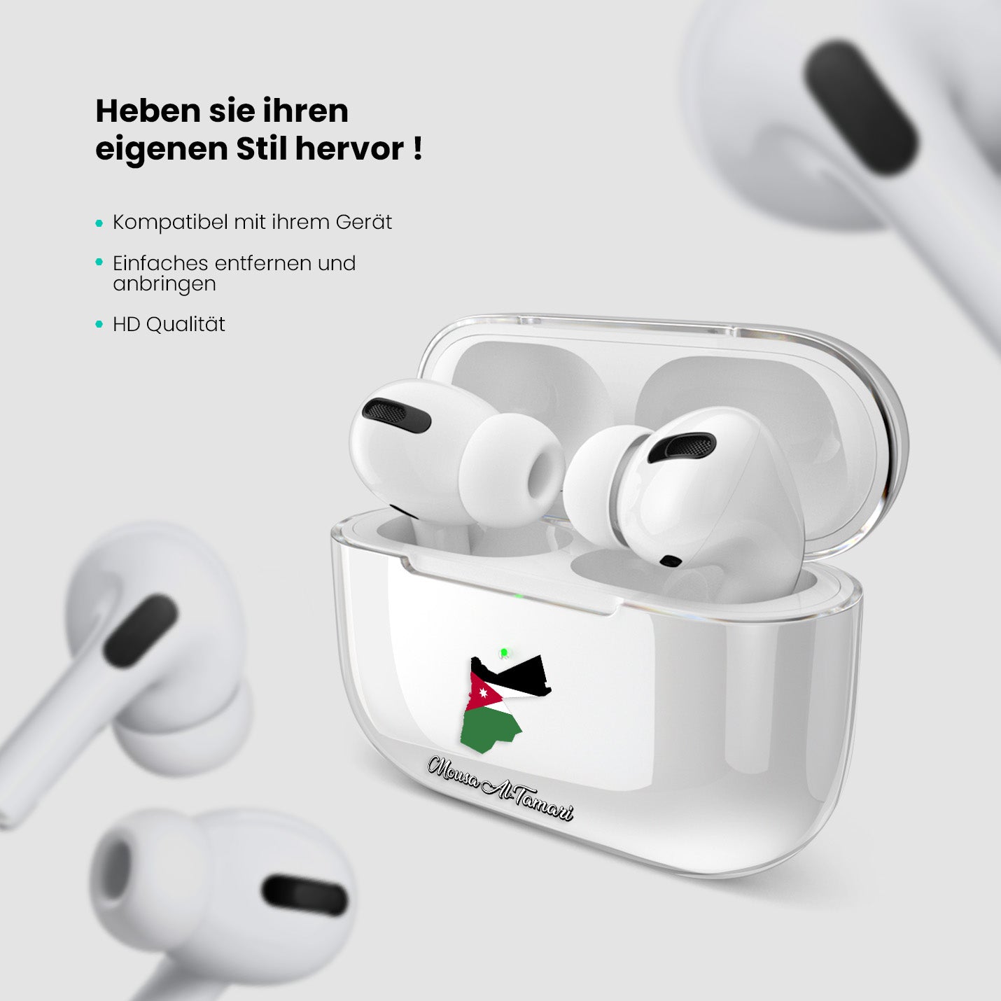 Airpods Hülle - Jordanien Flagge - 1instaphone