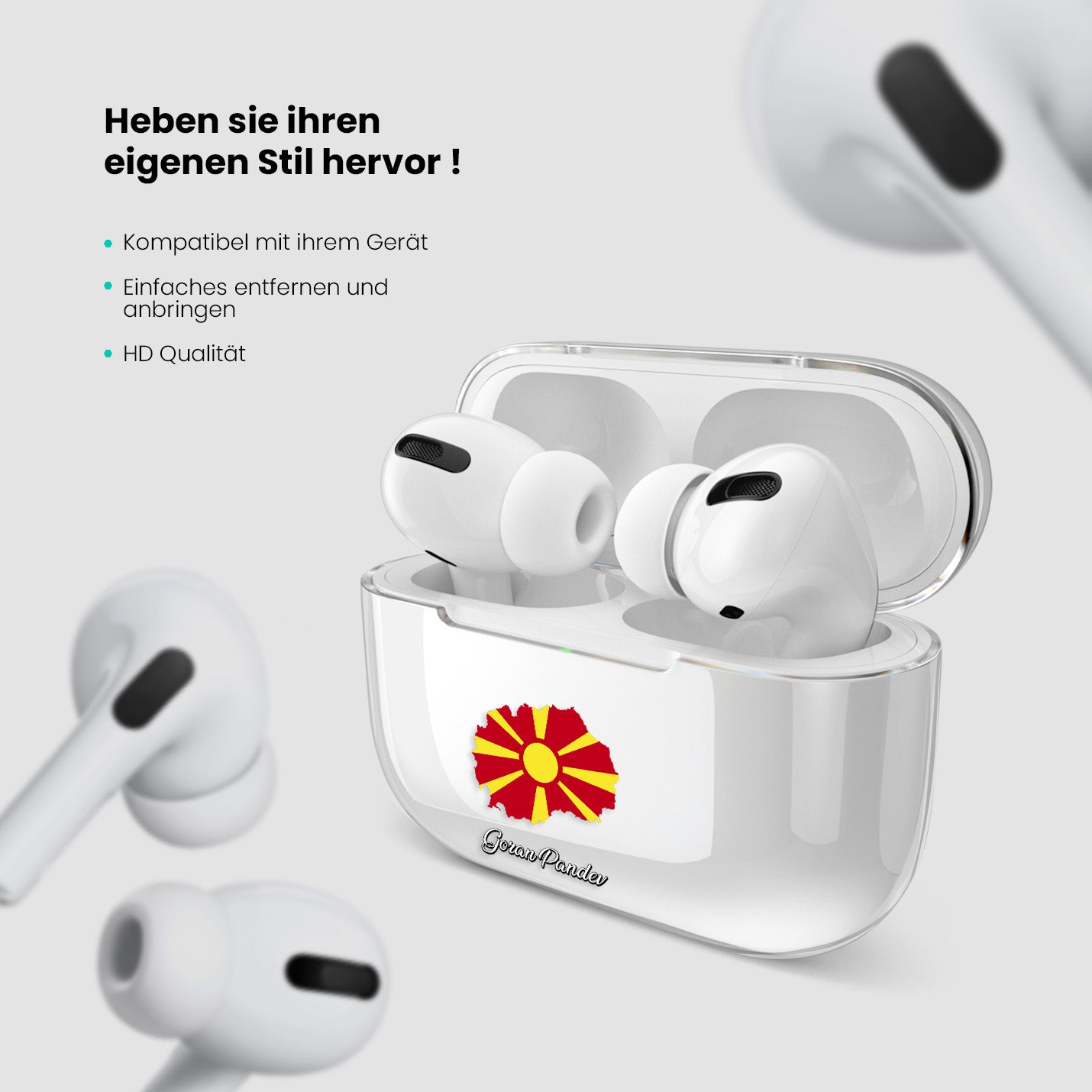 Airpods Hülle - Mazedonien Flagge - 1instaphone