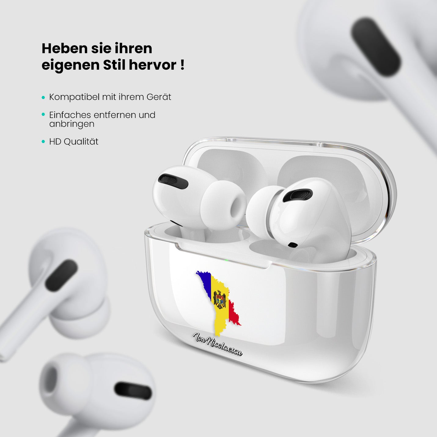 Airpods Hülle - Moldavien Flagge - 1instaphone