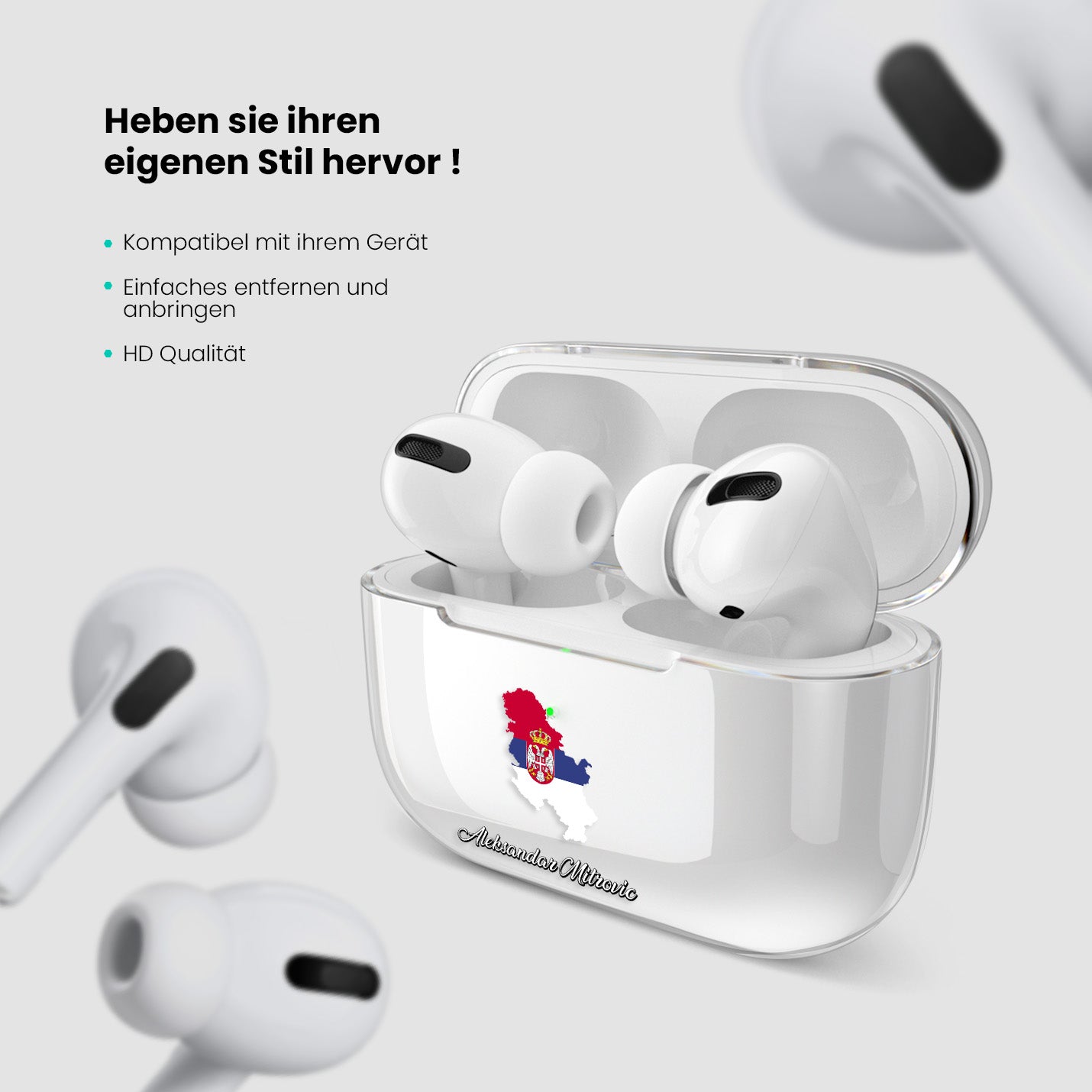 Airpods Hülle - Serbien Flagge - 1instaphone