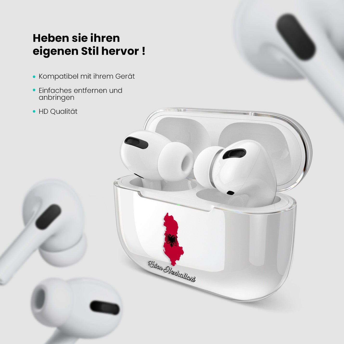 Airpods Hülle - Albanien Flagge - 1instaphone