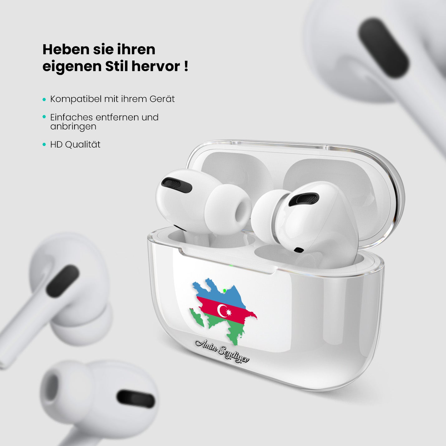 Airpods Hülle - Aserbaidschan Flagge - 1instaphone