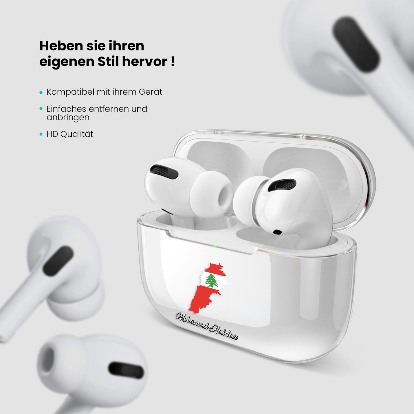 Airpods Hülle - Libanon Flagge - 1instaphone