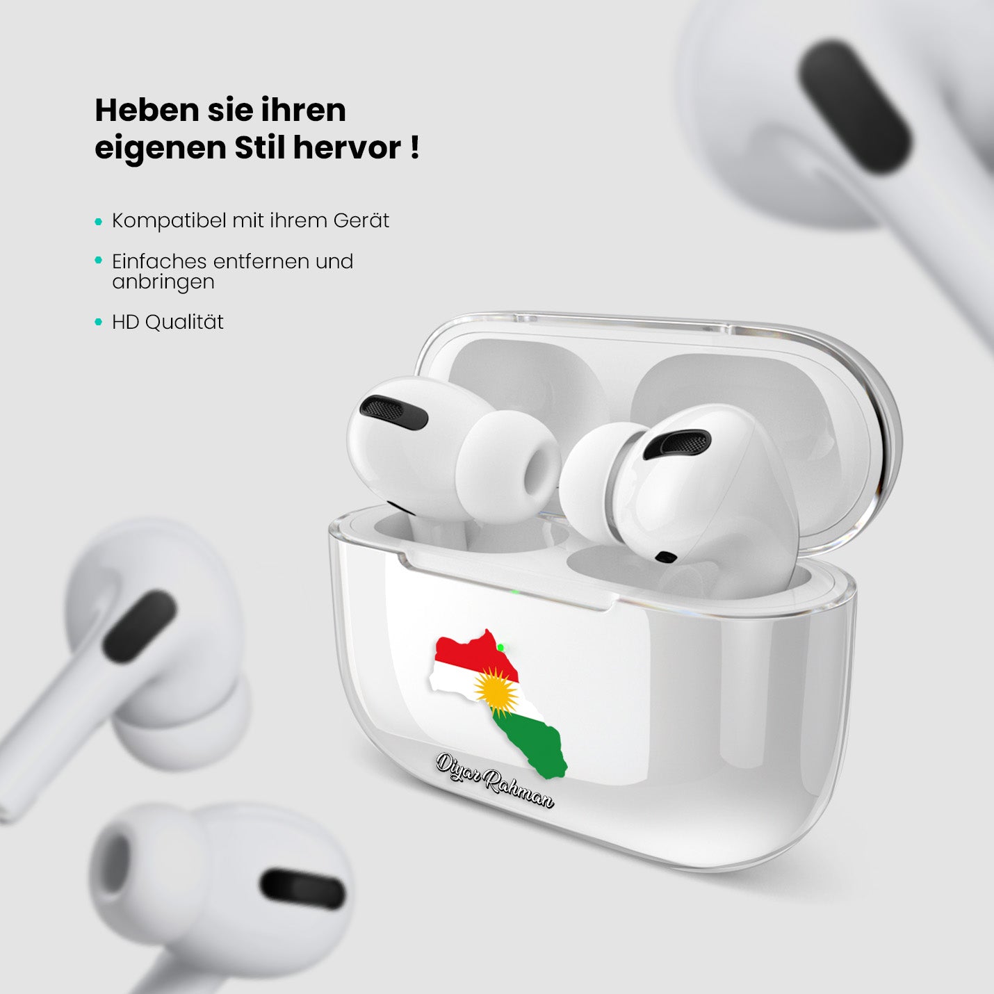 Airpods Hülle - Kurdistan Flagge - 1instaphone