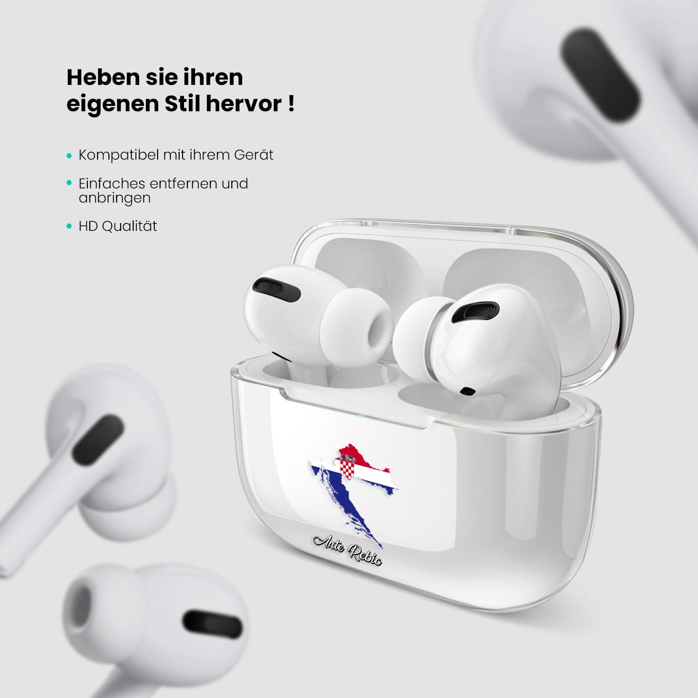 Airpods Hülle - Kroatien Flagge - 1instaphone