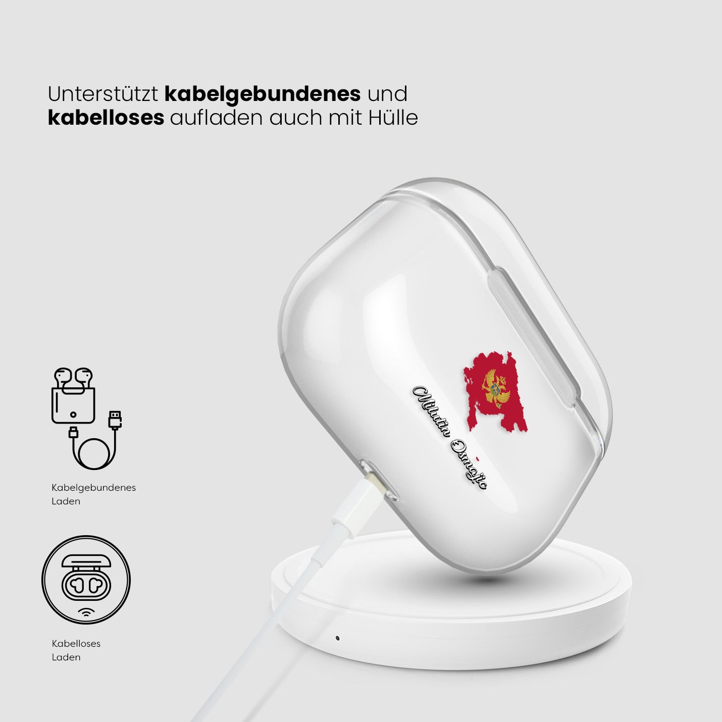Airpods Hülle - Montenegro Flagge - 1instaphone