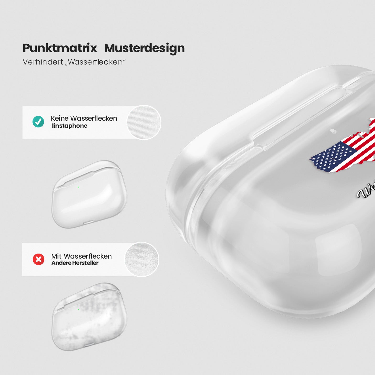 Airpods Hülle - United States of America ( USA ) Flagge - 1instaphone