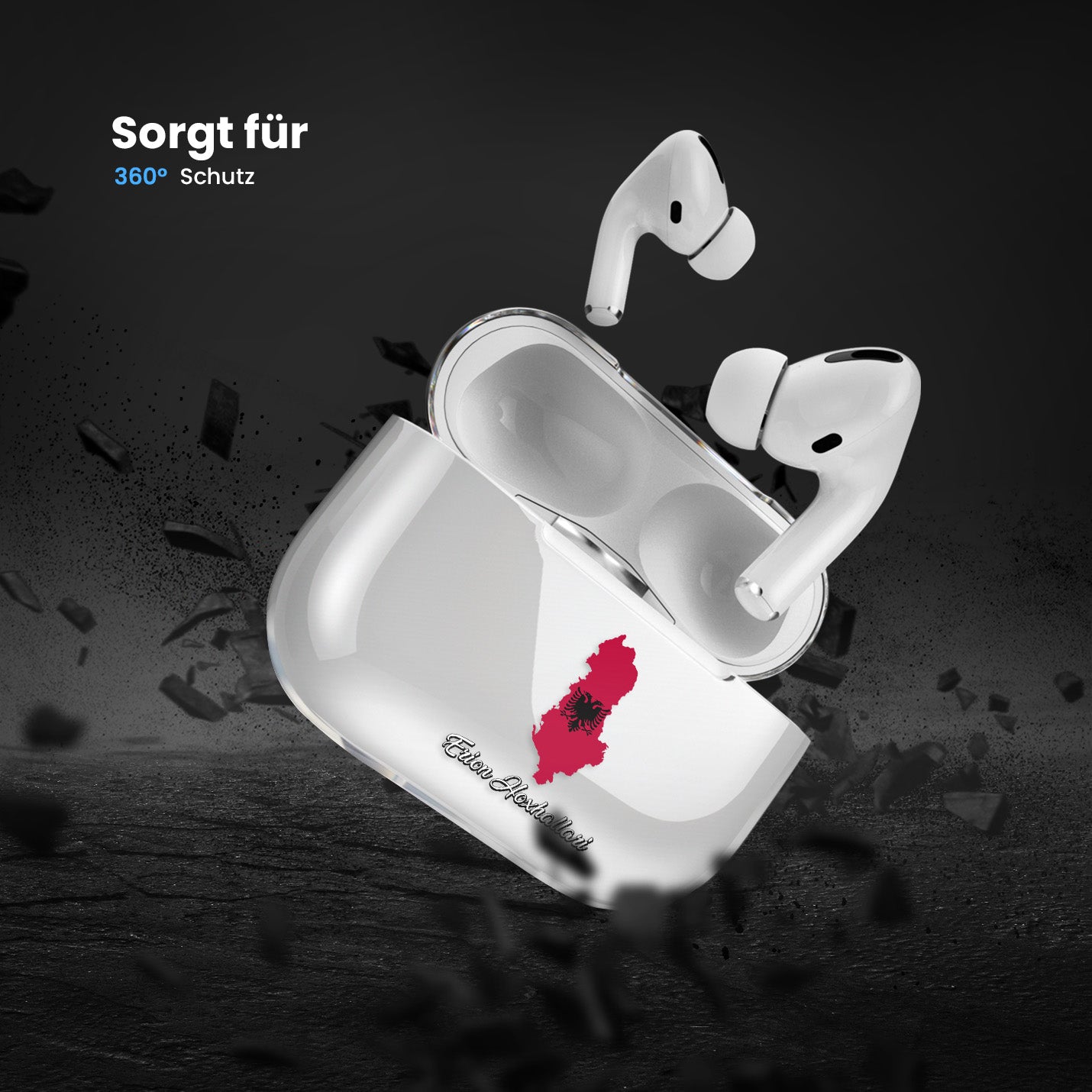 Airpods Hülle - Albanien Flagge - 1instaphone