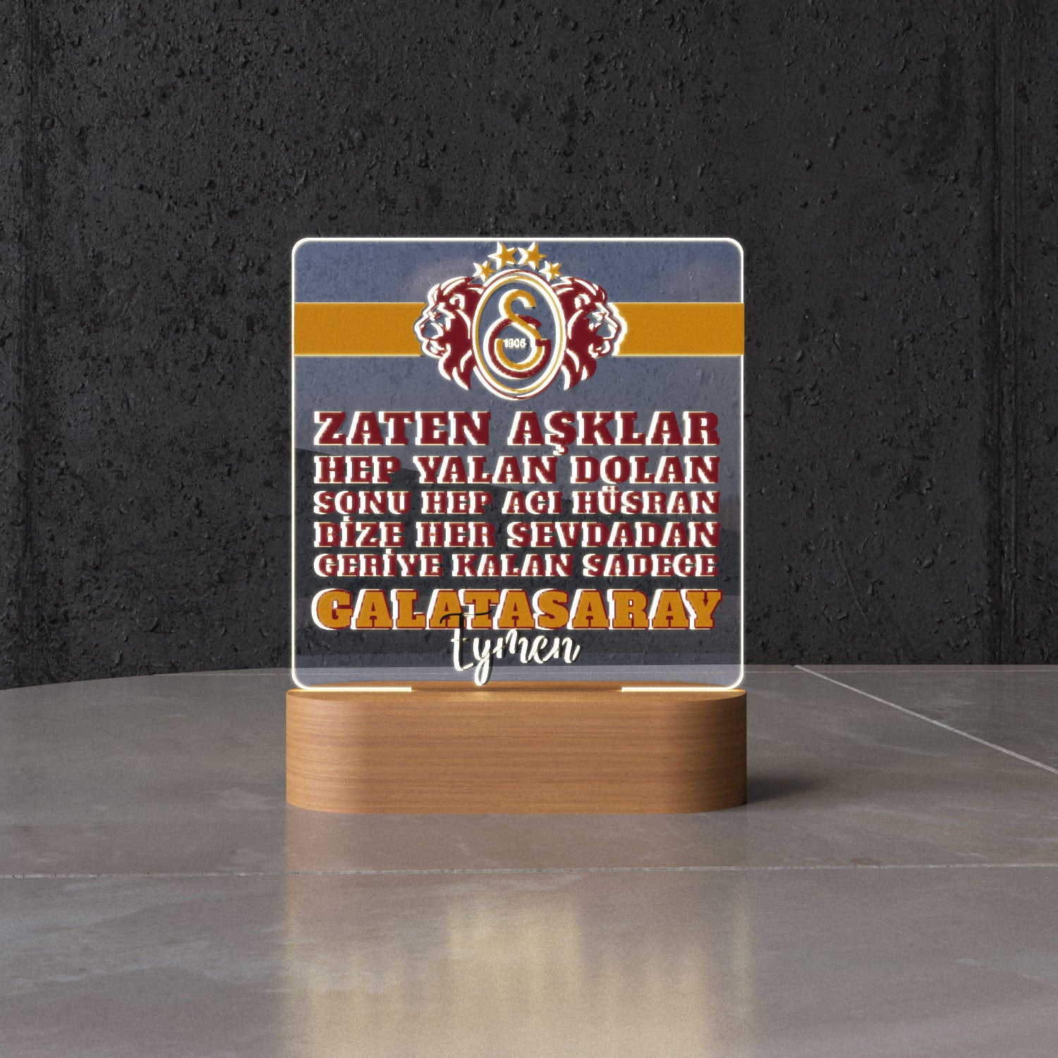 Personalisierte Galatasaray Lampe mit Wunschtext - 1instaphone