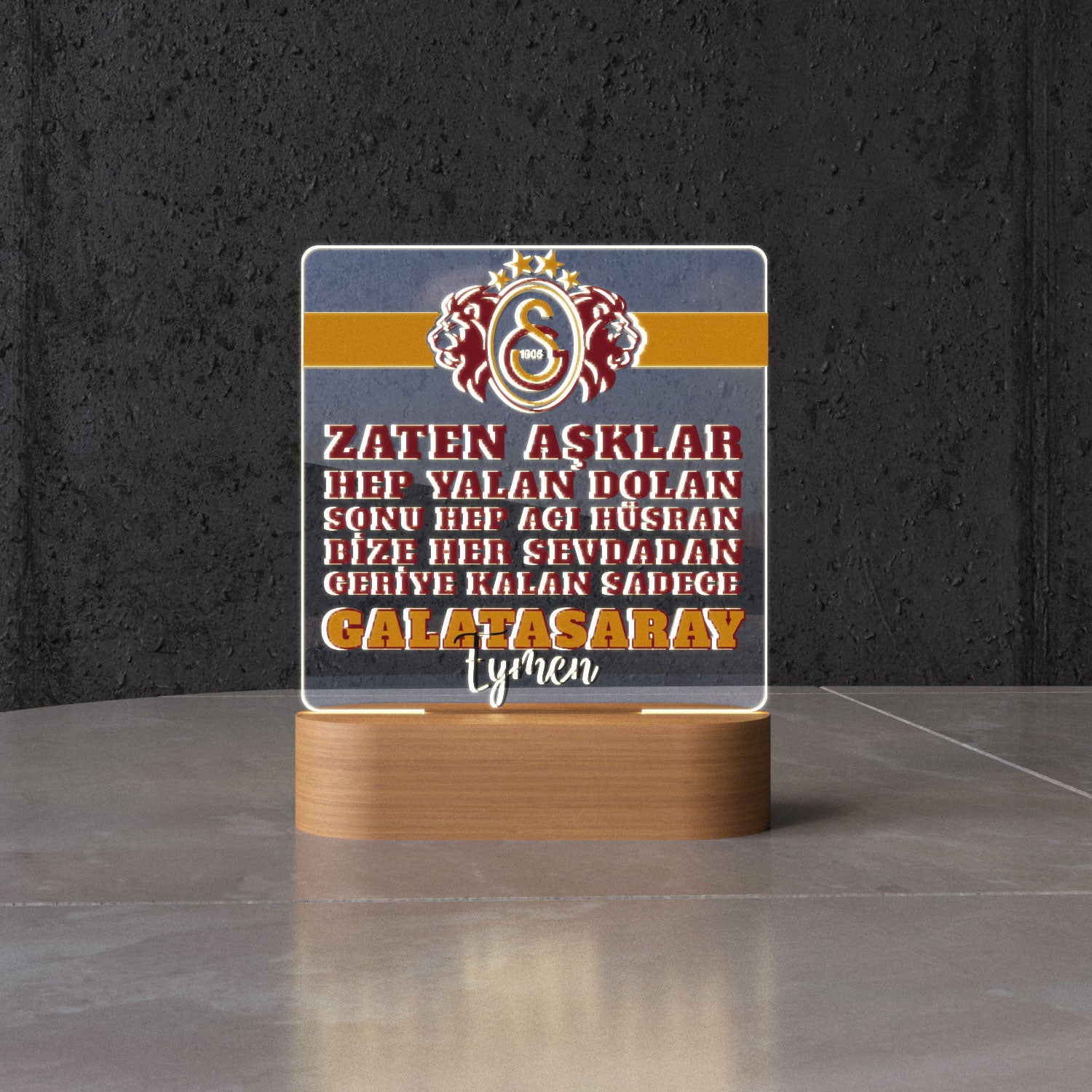 Personalisierte Galatasaray Lampe mit Wunschtext