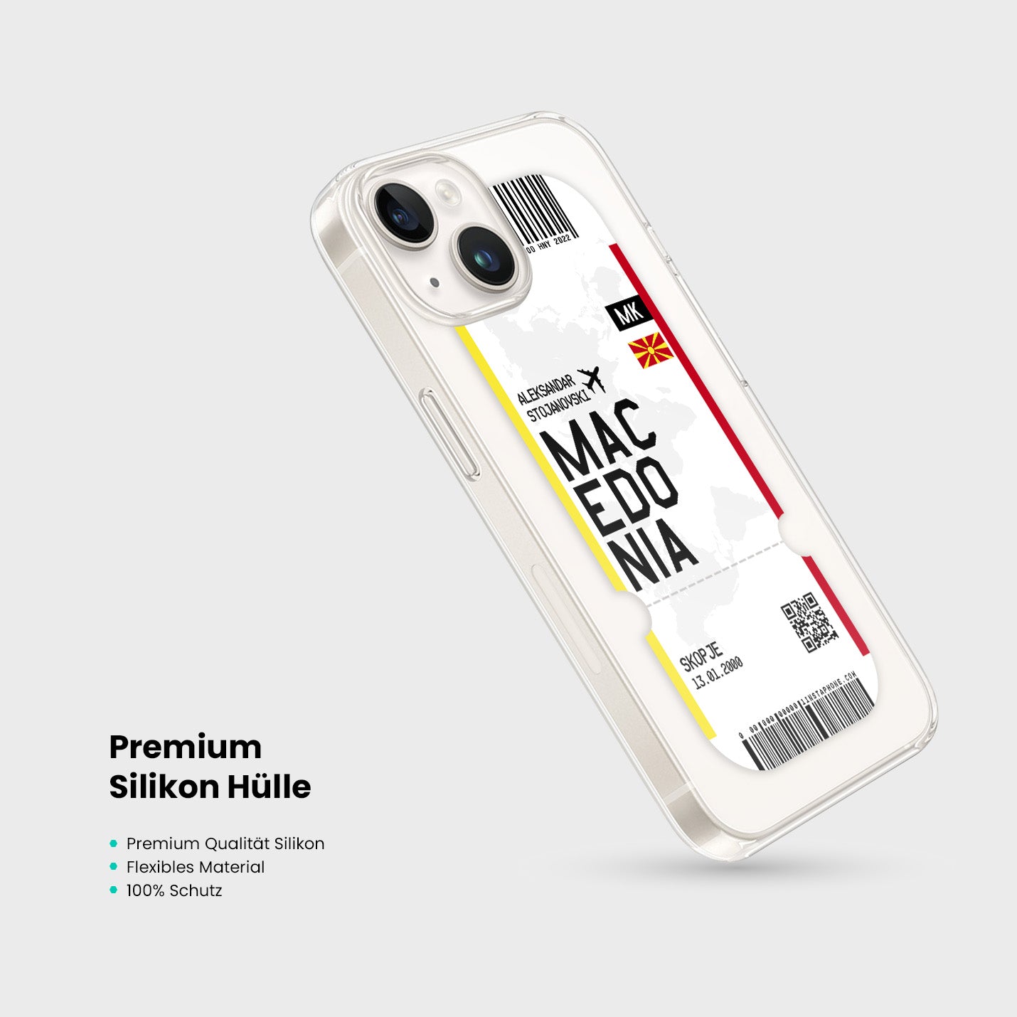 Handyhülle im Ticket Design - Mazedonien - 1instaphone