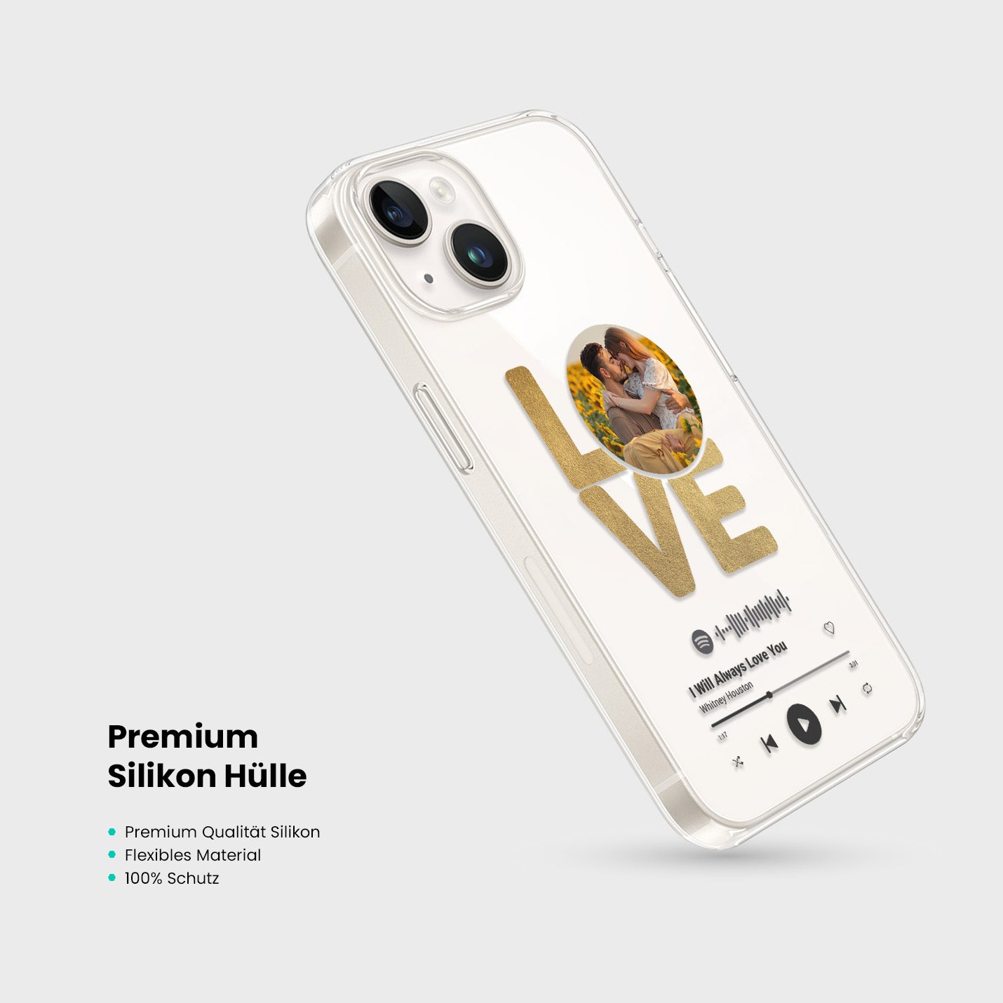 Handyhülle Durchsichtig Spotify Design Love - 1instaphone