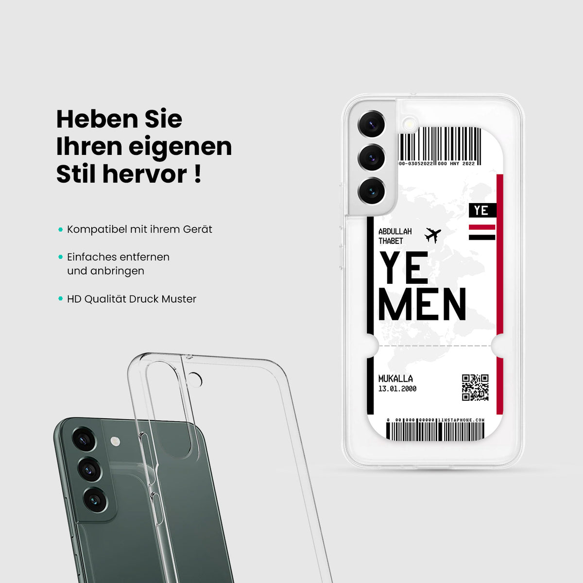 Handyhülle im Ticket Design - Jemen - 1instaphone