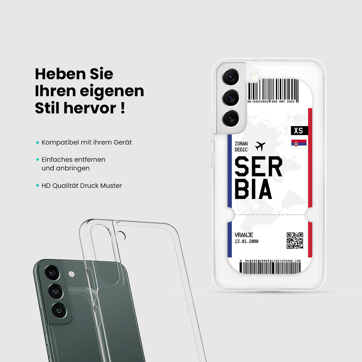 Handyhülle im Ticket Design - Serbien - 1instaphone