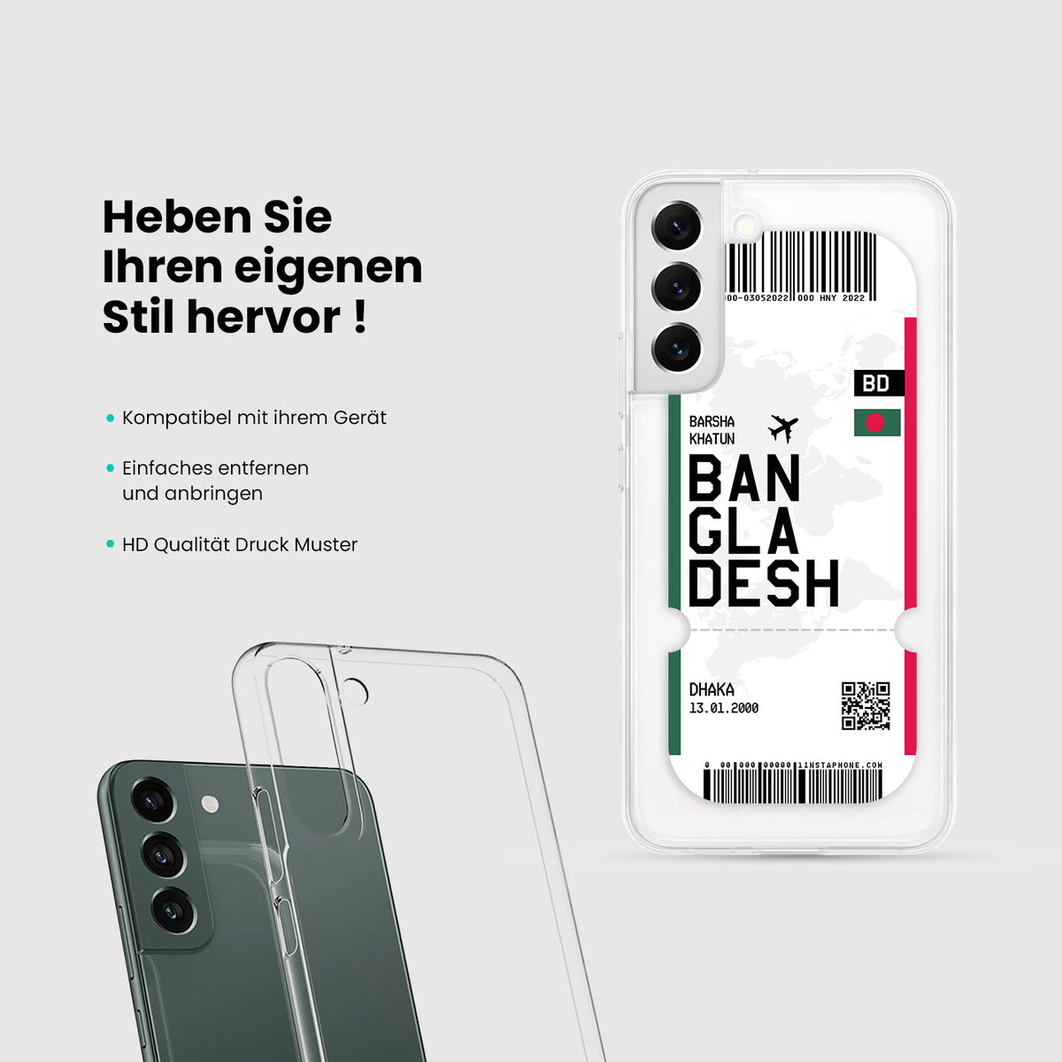 Handyhülle im Ticket Design - Bangladesch - 1instaphone