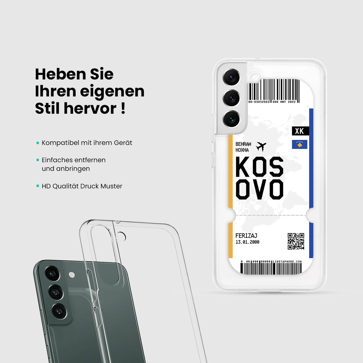 Handyhülle im Ticket Design - Kosovo - 1instaphone