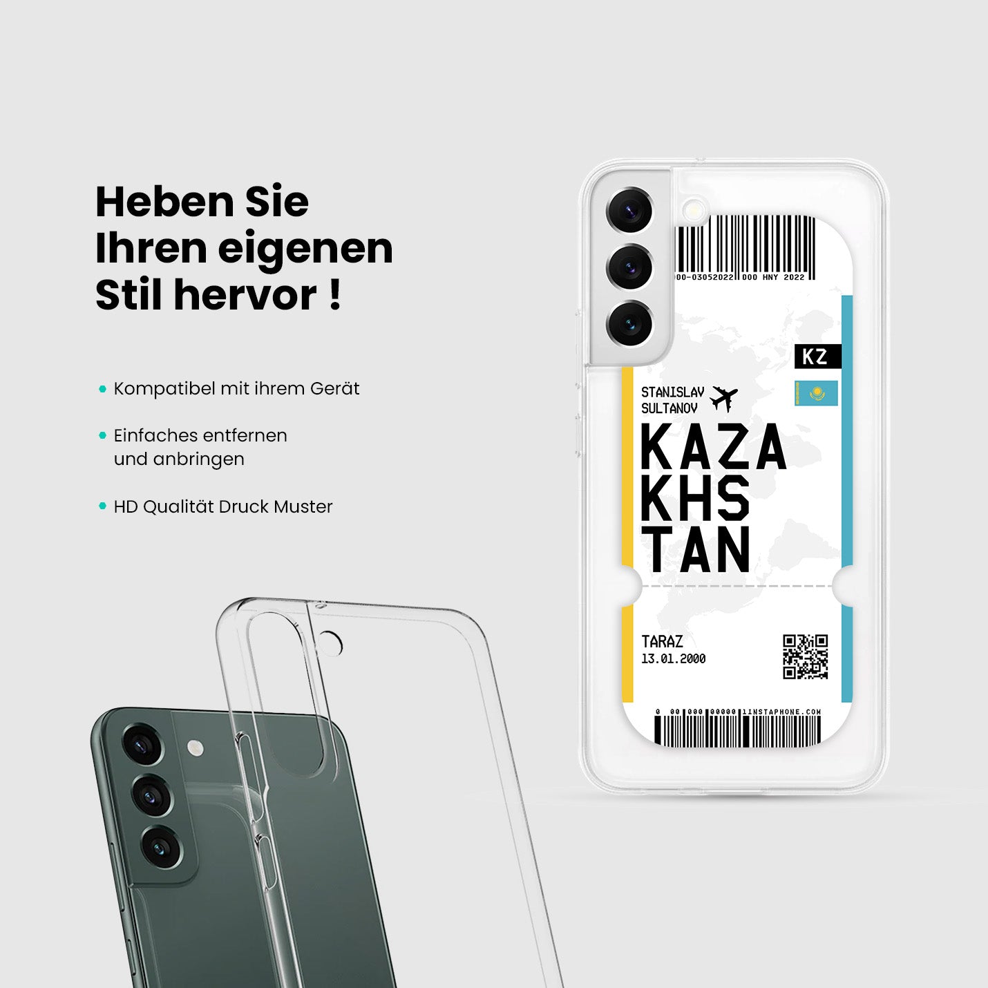 Handyhülle im Ticket Design - Kasachstan - 1instaphone