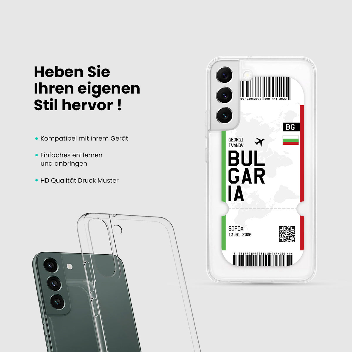 Handyhülle im Ticket Design - Bulgarien - 1instaphone