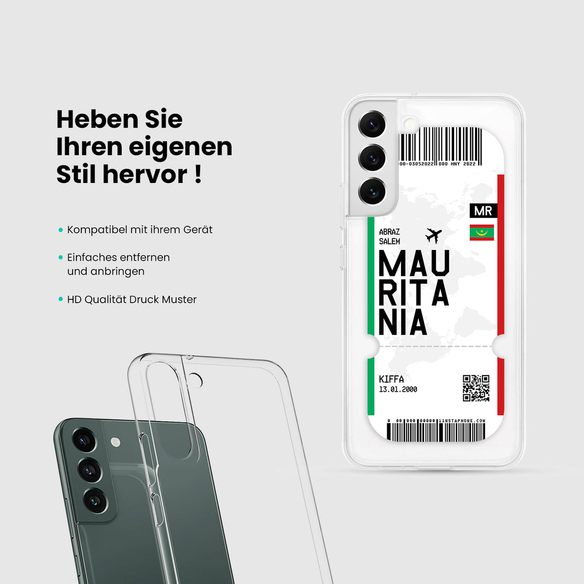 Handyhülle im Ticket Design - Mauretanien - 1instaphone