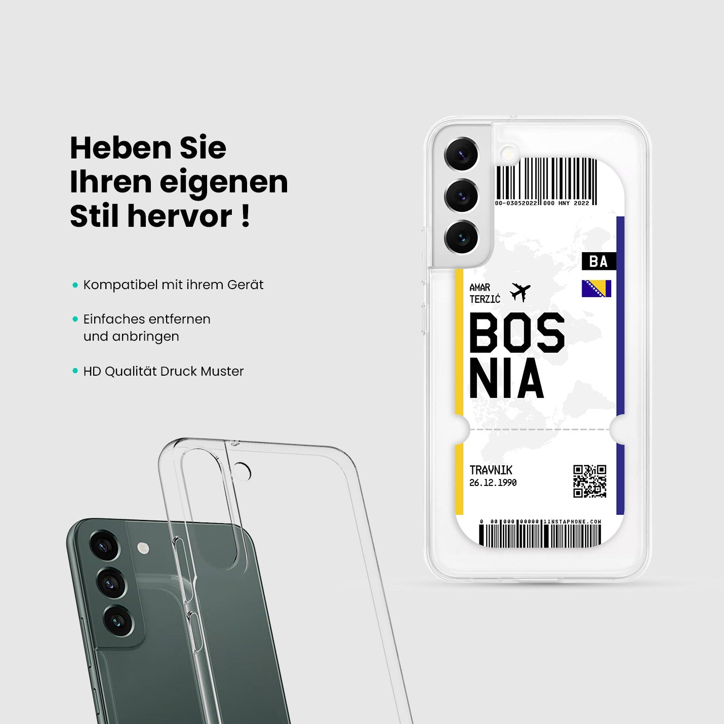 Handyhülle im Ticket Design - Bosnien - 1instaphone