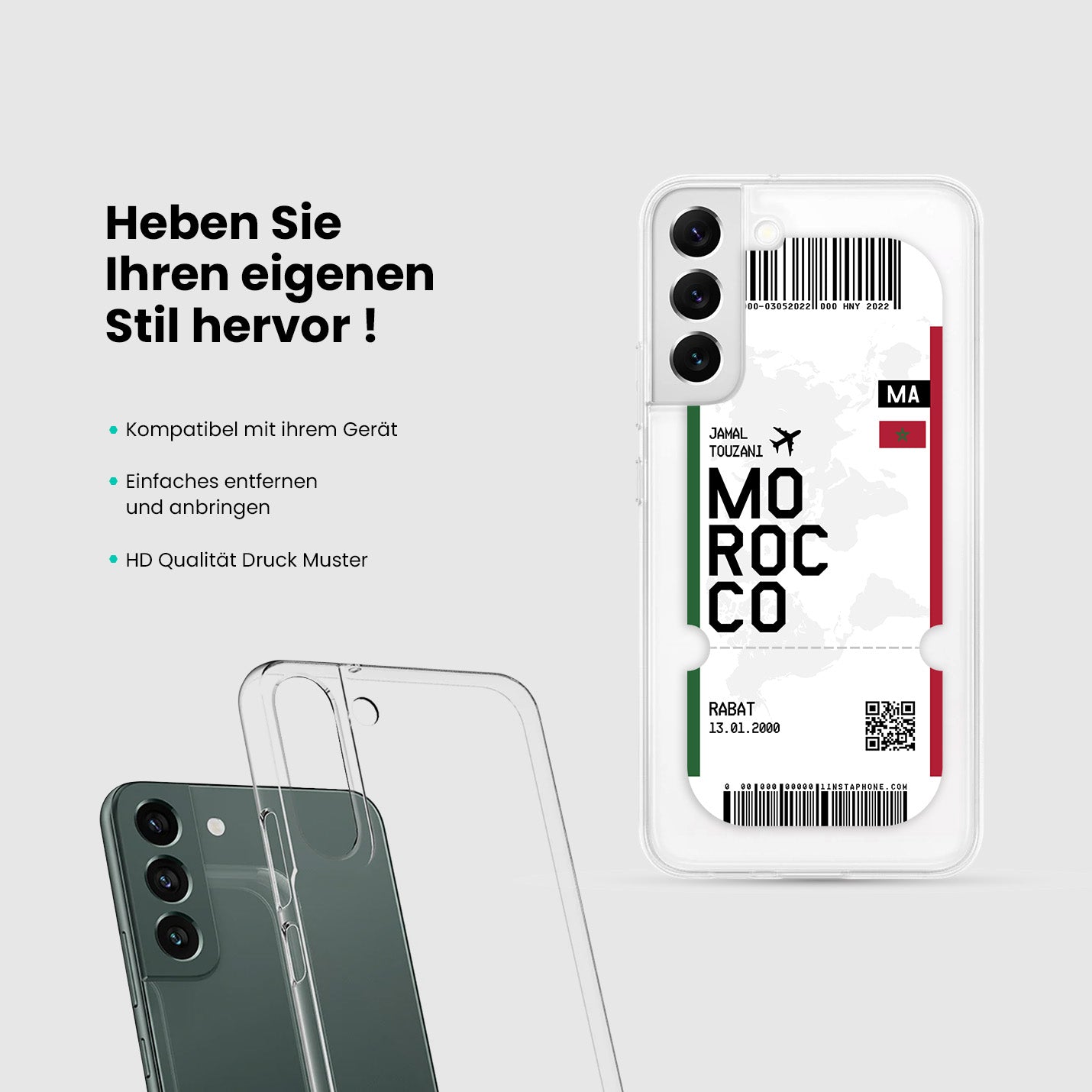 Handyhülle im Ticket Design - Marokko - 1instaphone