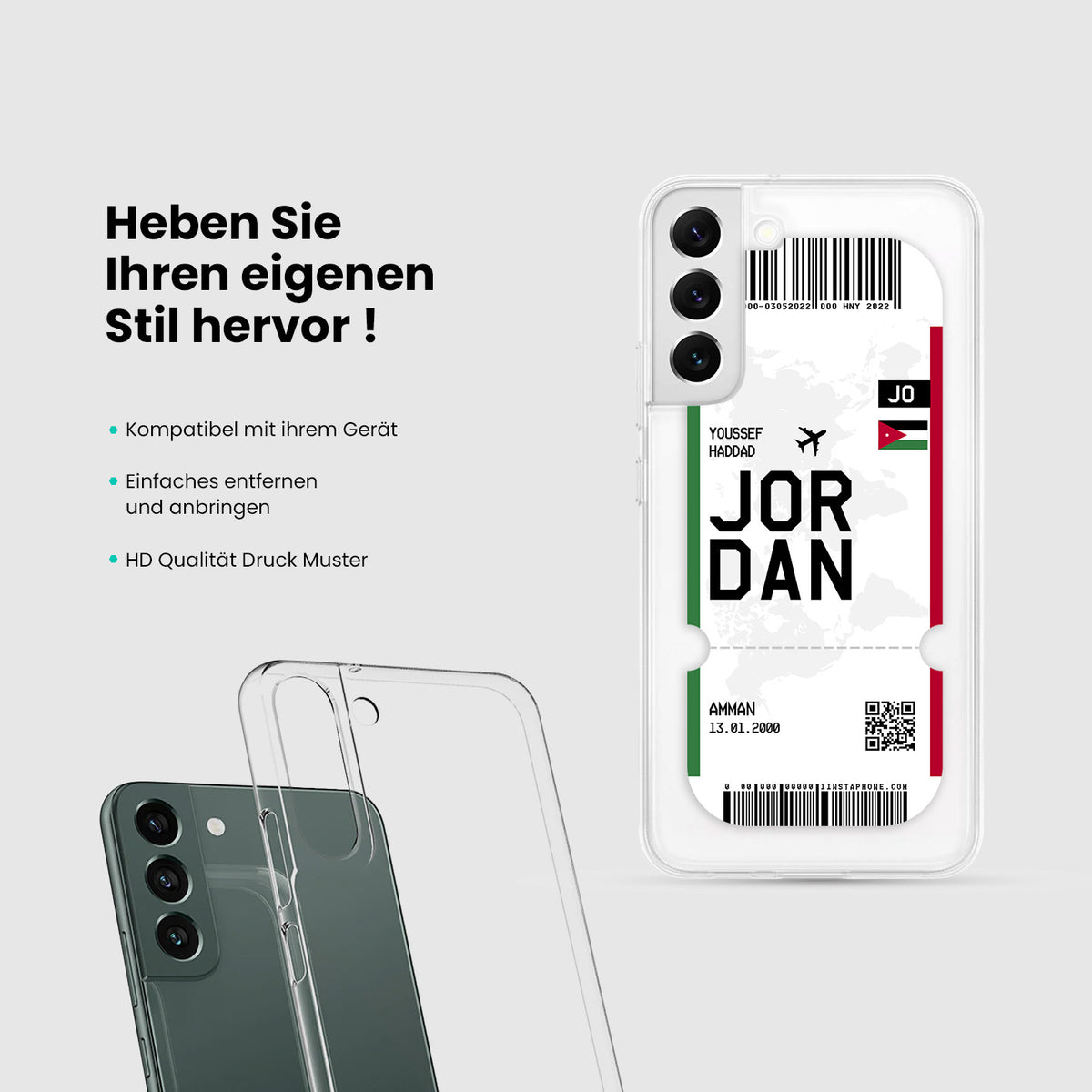 Handyhülle im Ticket Design - Jordanien - 1instaphone