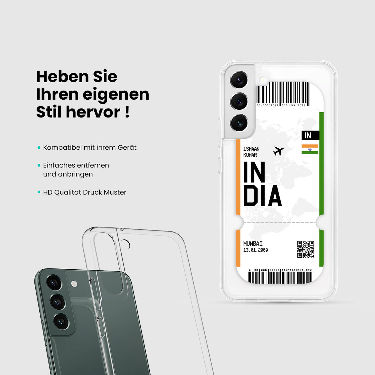 Handyhülle im Ticket Design - Indien - 1instaphone