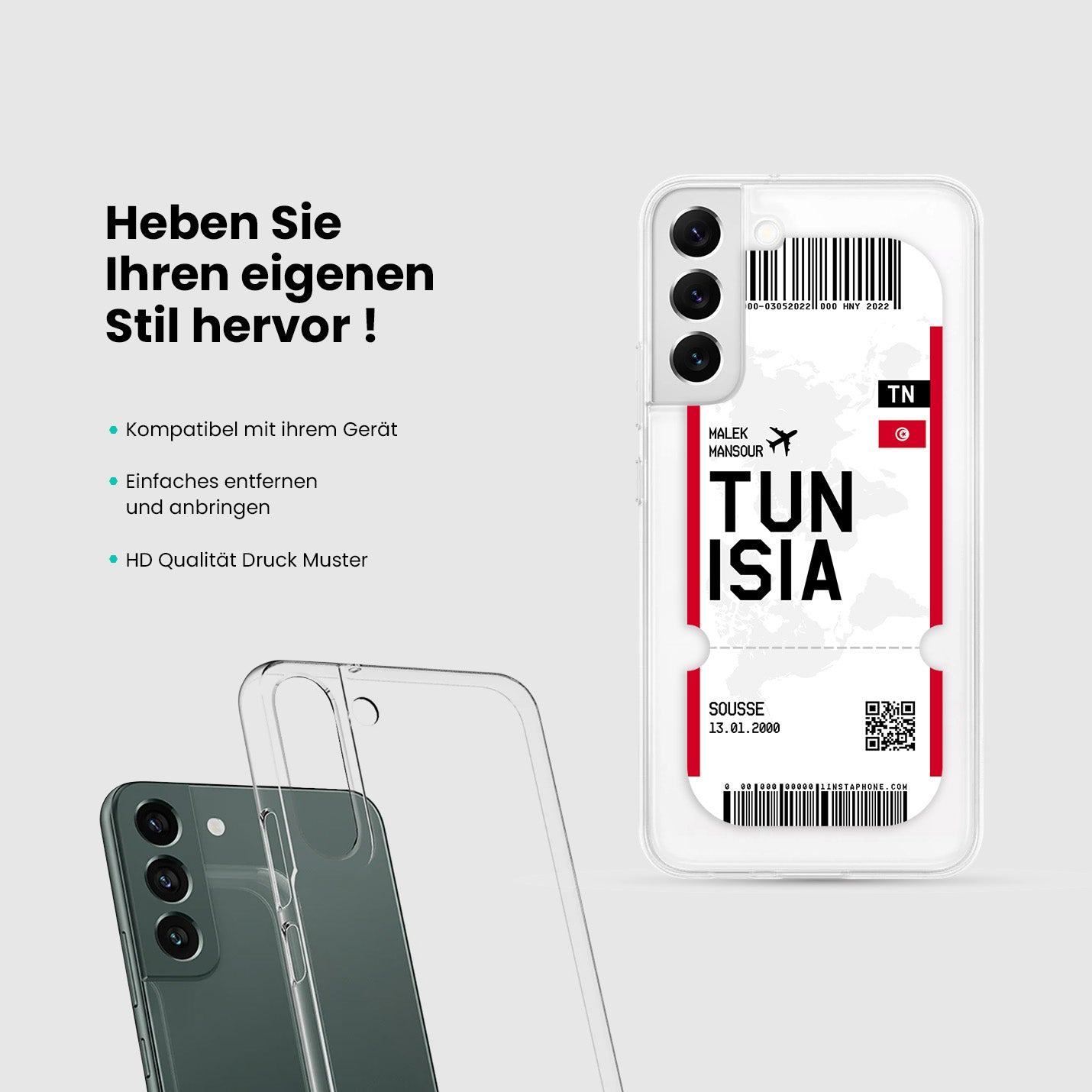 Handyhülle im Ticket Design - Tunesien - 1instaphone